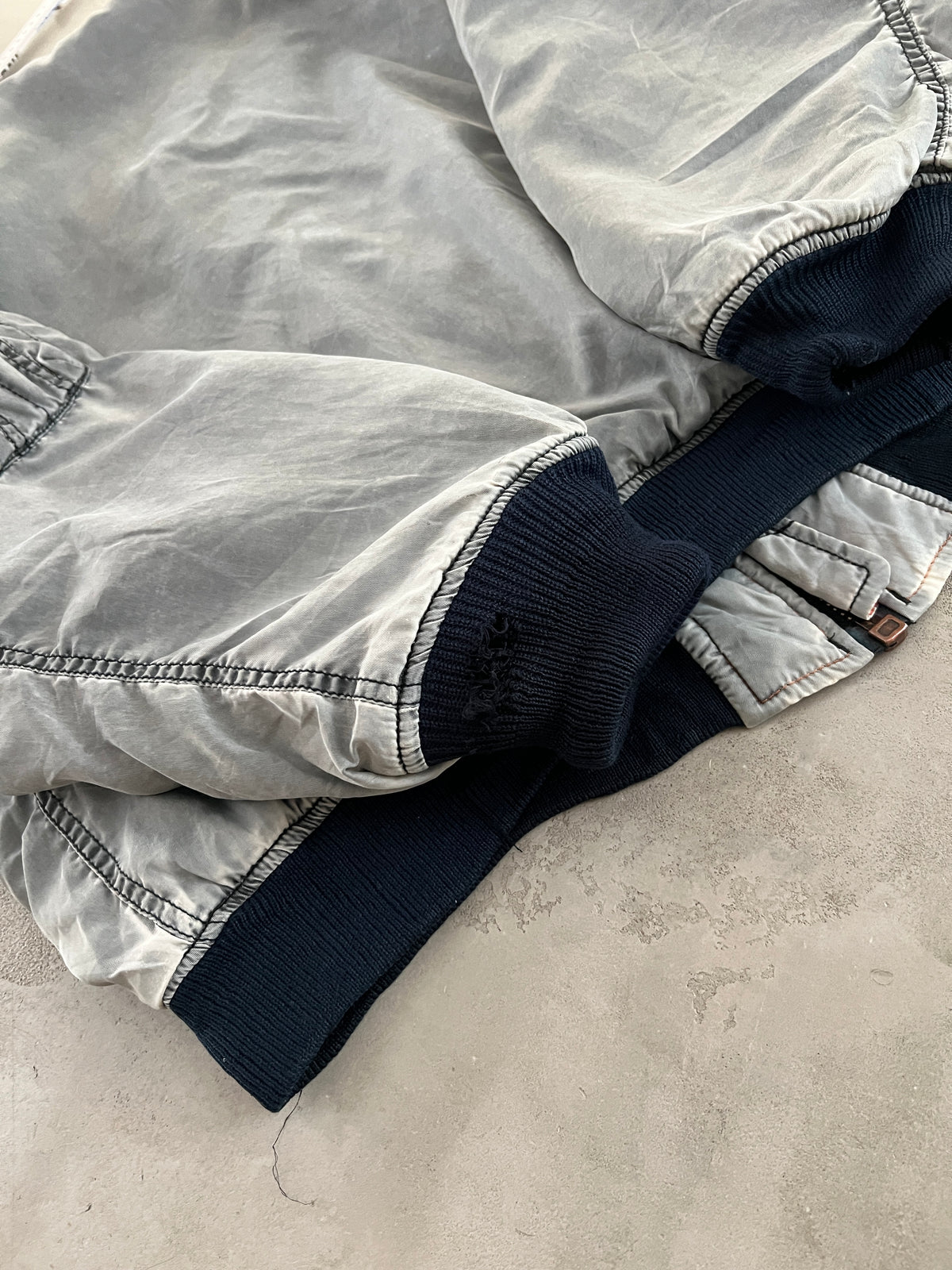 FADED GREY MILITARY BOMBER JACKET -  1990S - M