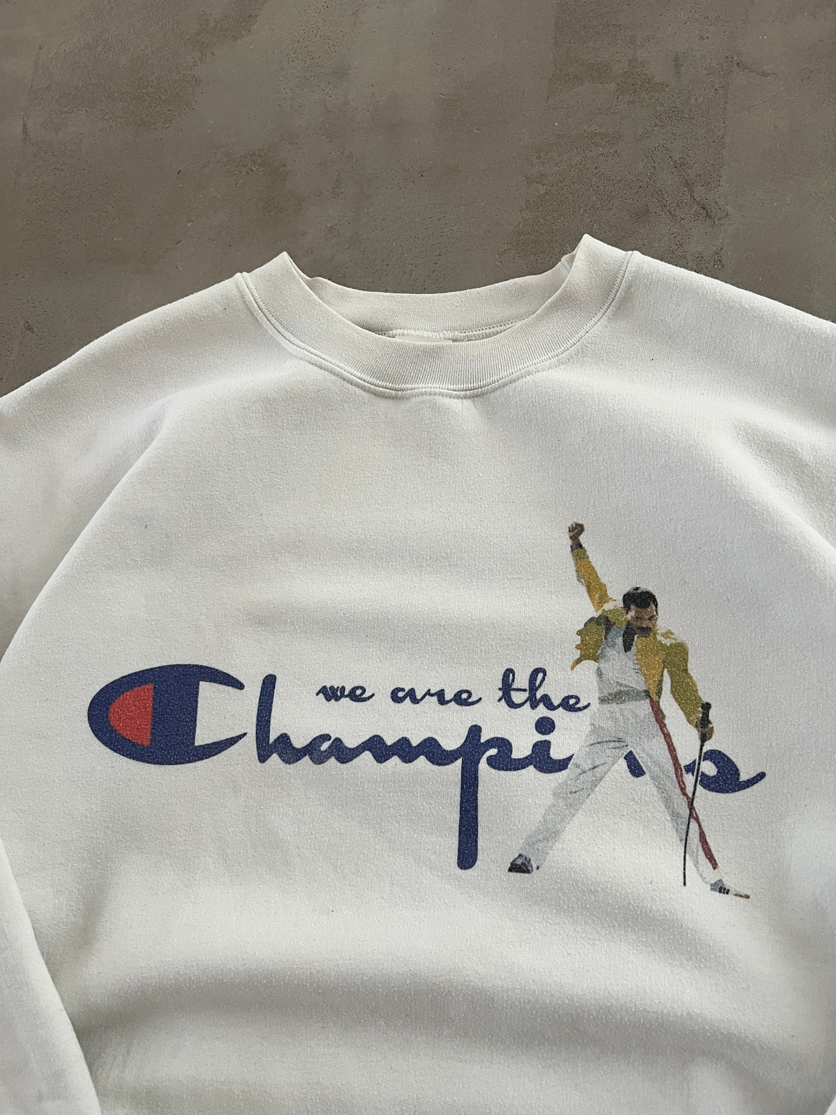 WHITE FREDDIE MERCURY CHAMPION SWEATER - 1990S - L