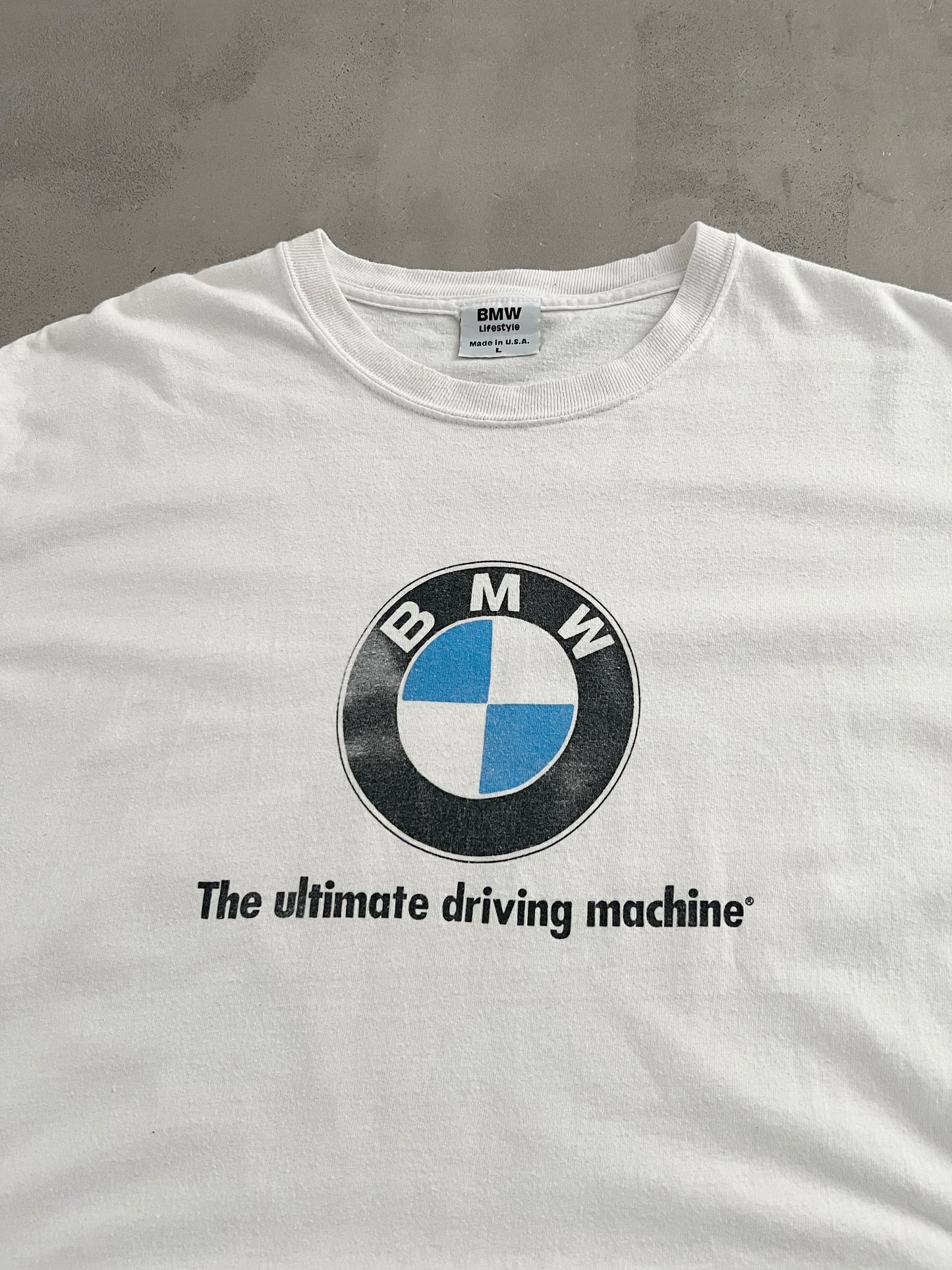 WHITE BMW TEE - 1990S - L/XL