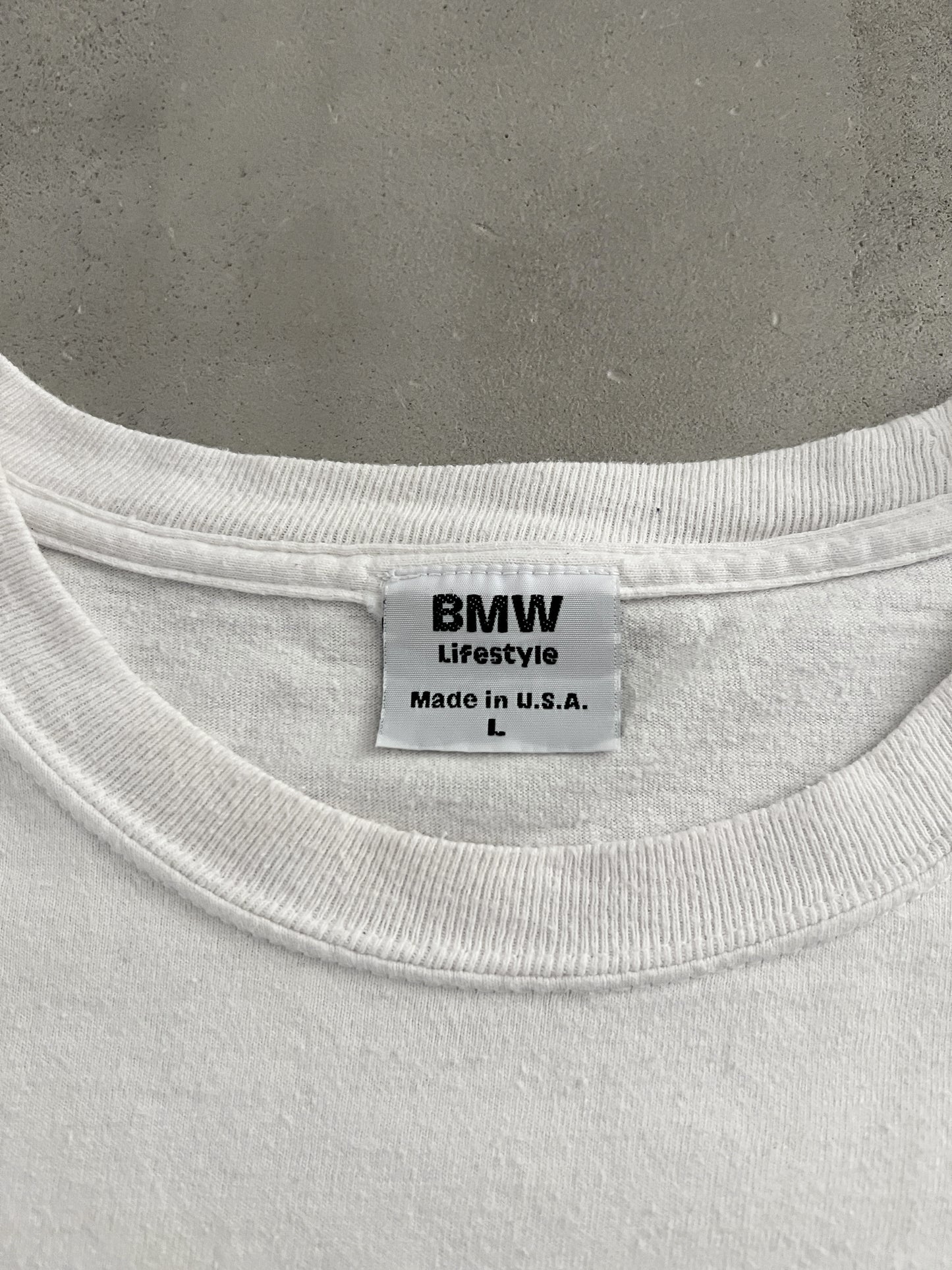 WHITE BMW TEE - 1990S - L/XL
