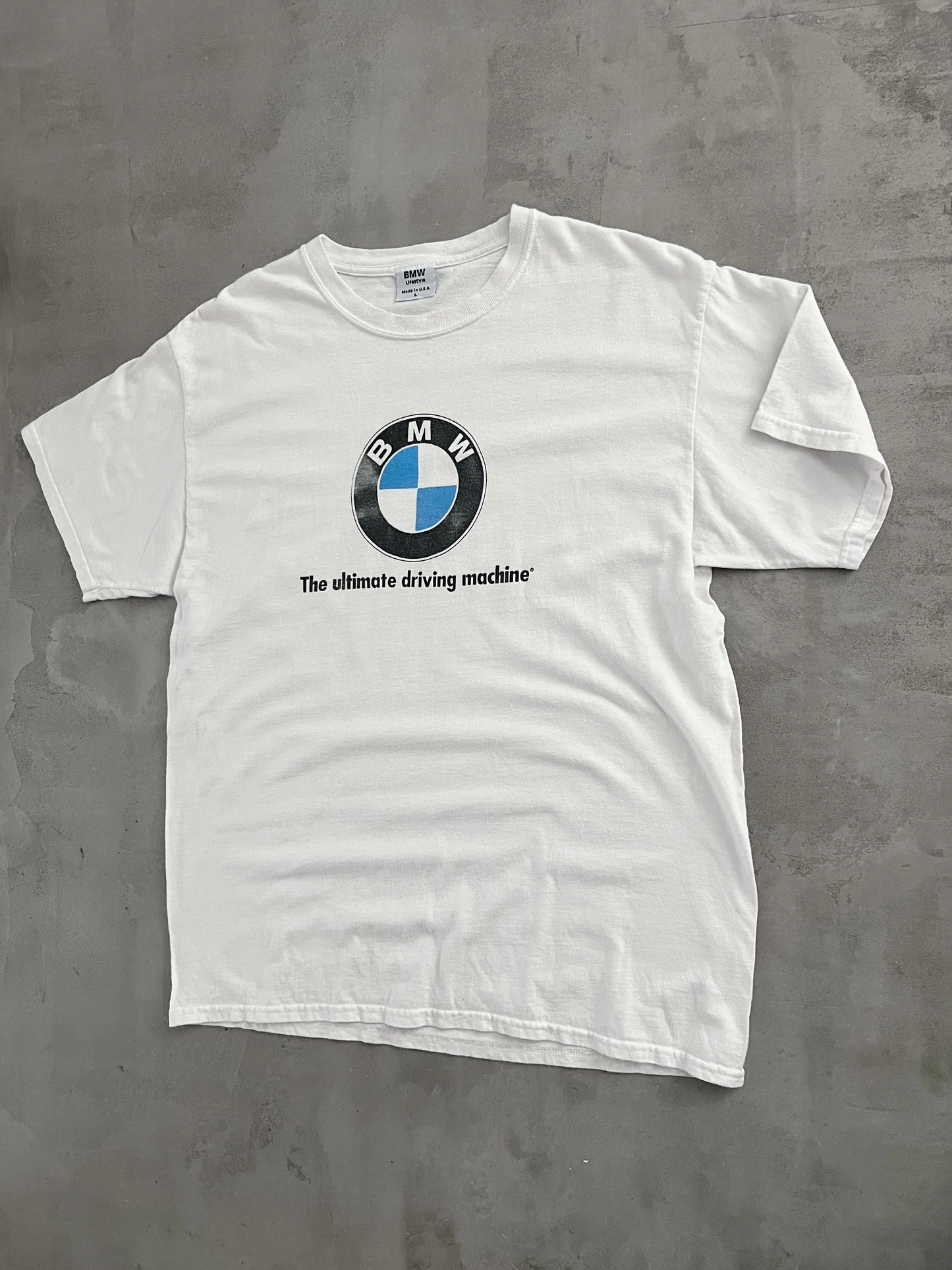 WHITE BMW TEE - 1990S - L/XL