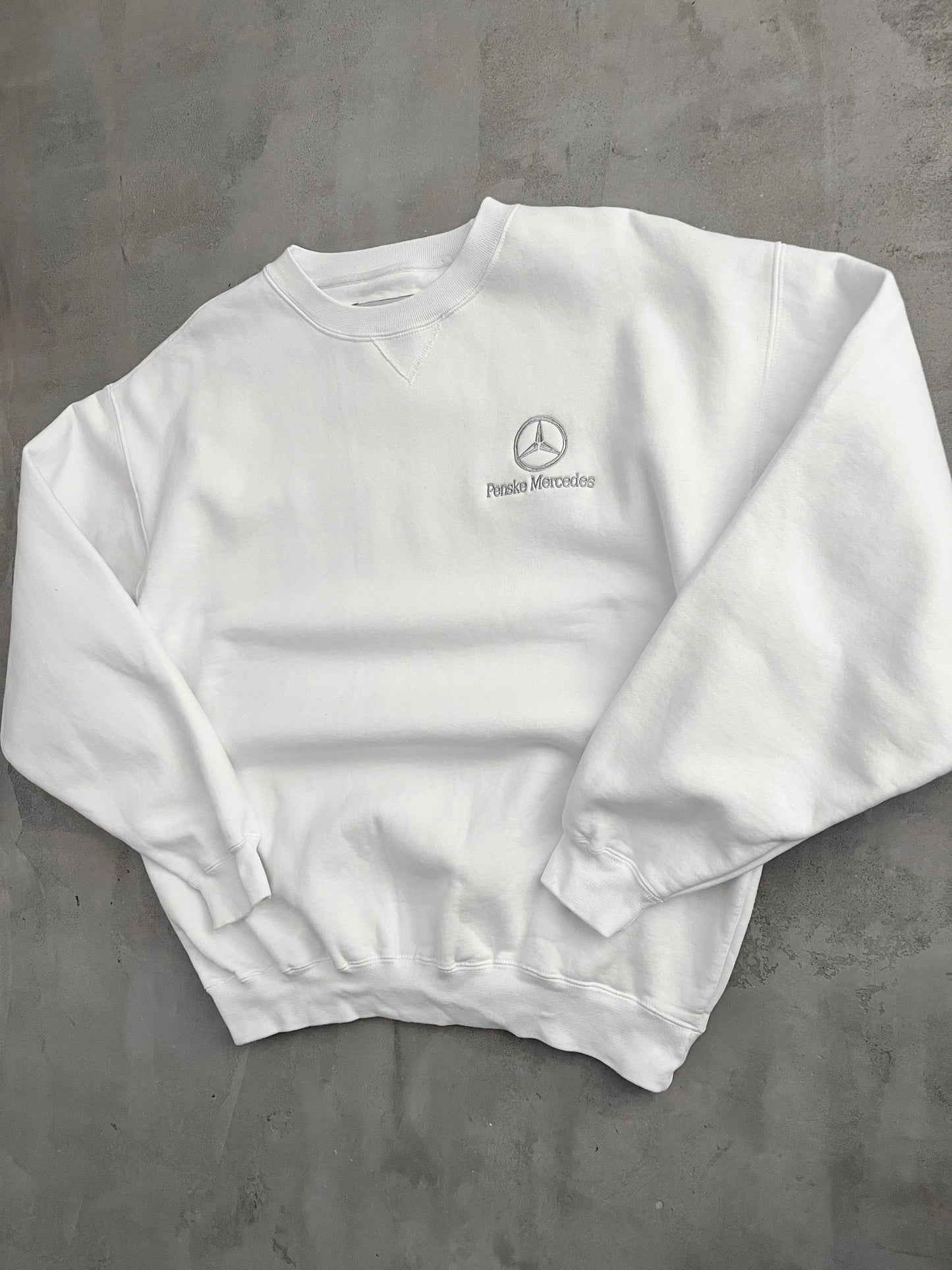 WHITE MERCEDES BENZ RACING SWEATER - 1990S - L