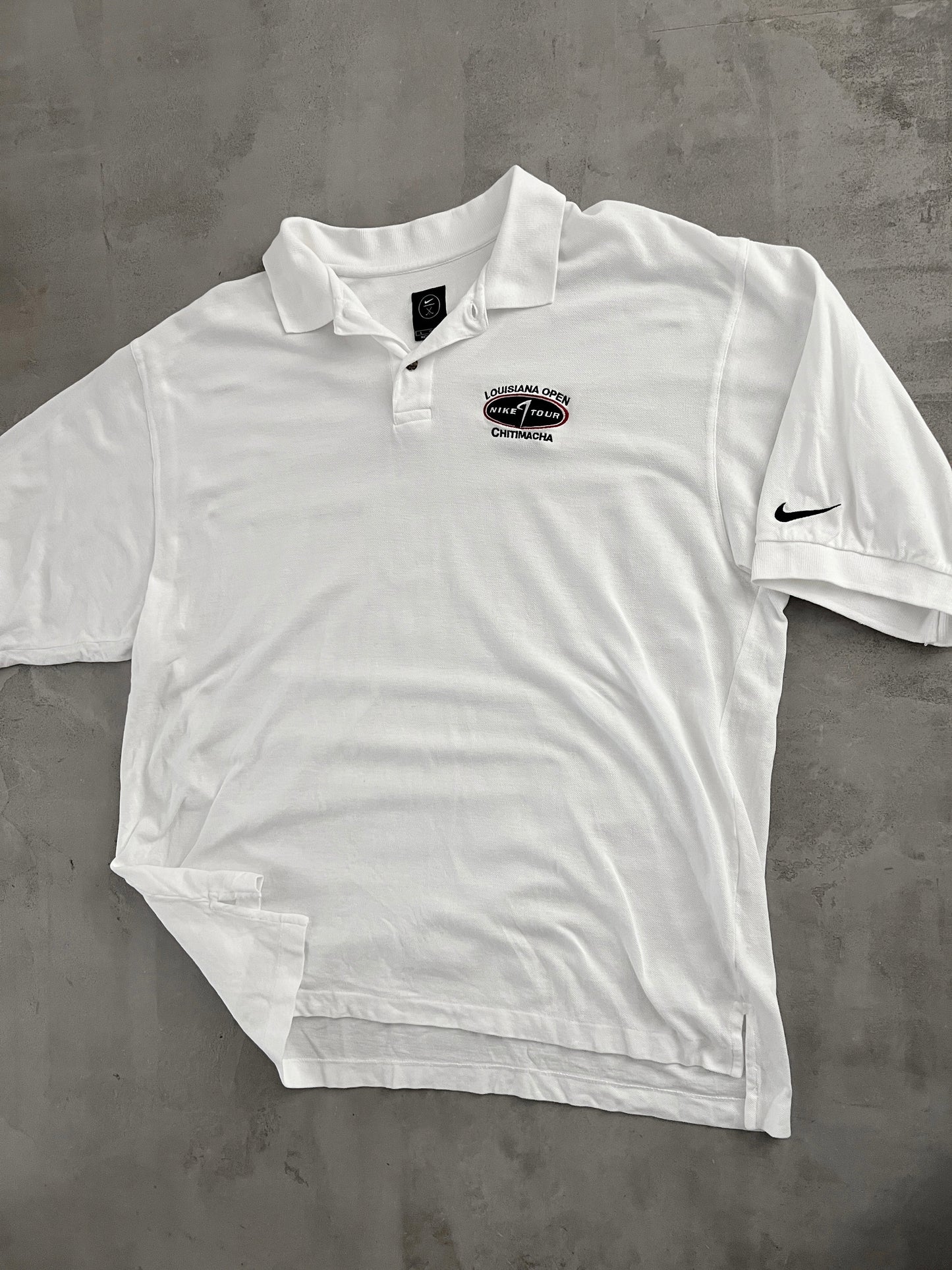 WHITE NIKE GOLF TOUR TEE - 1990S - XL