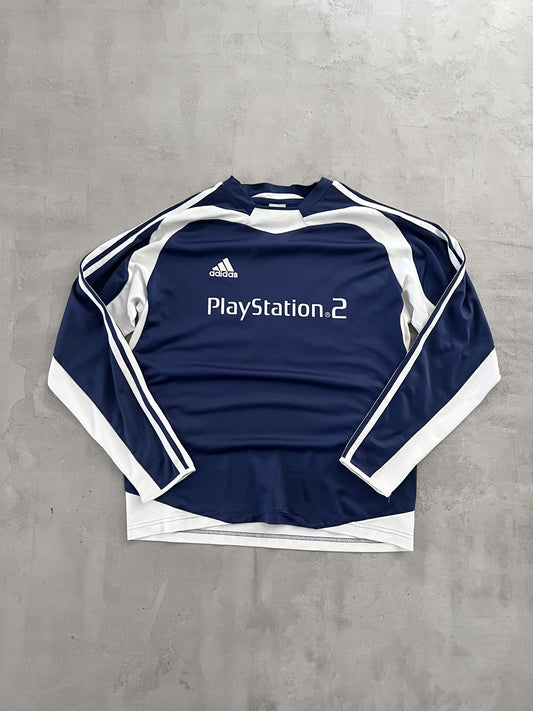 NAVY PLAYSTATION 2 ADIDAS LONGSLEEVE - 2000S - M