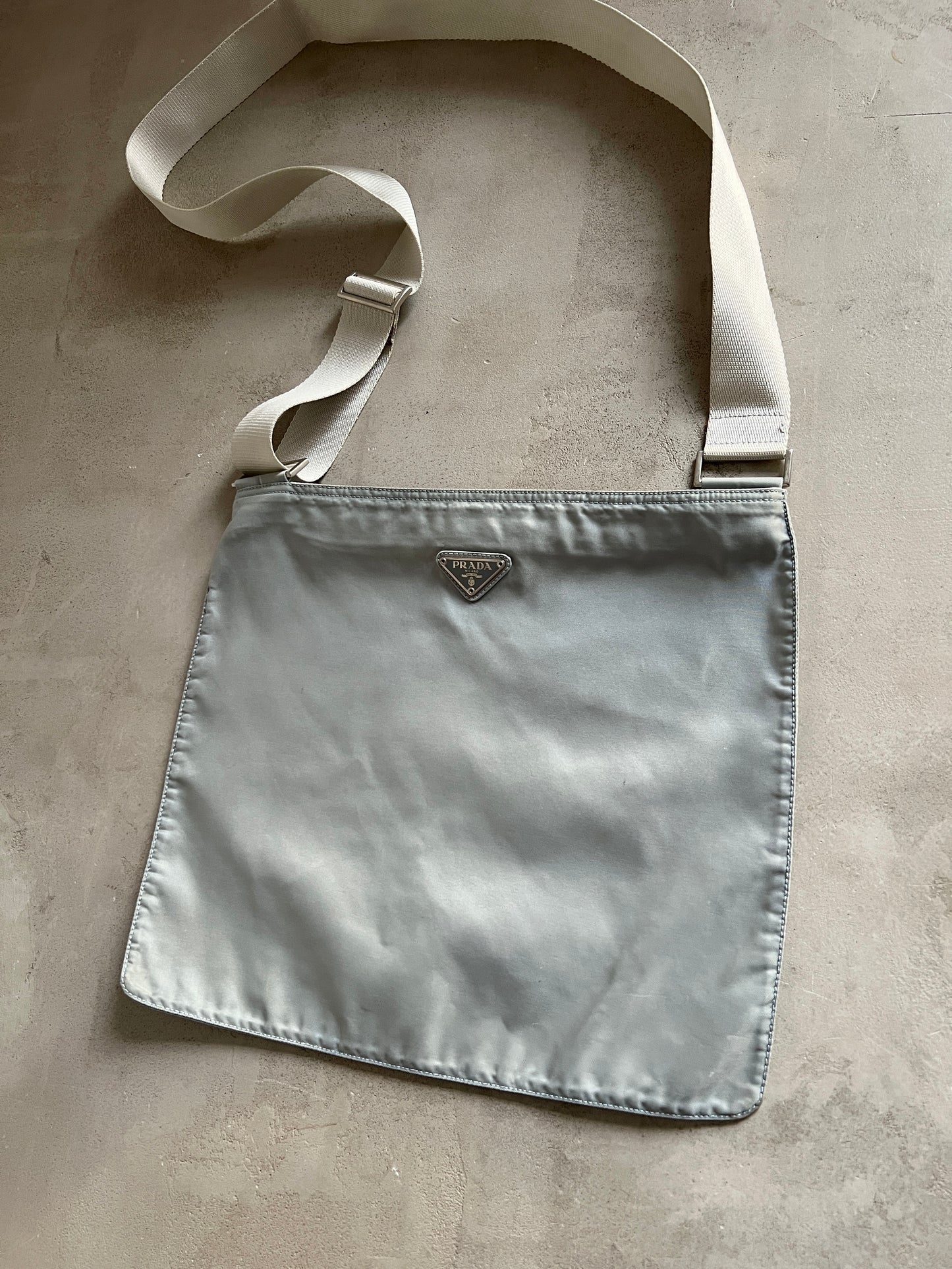 GREY/BABY BLUE PRADA BAG - 2000S