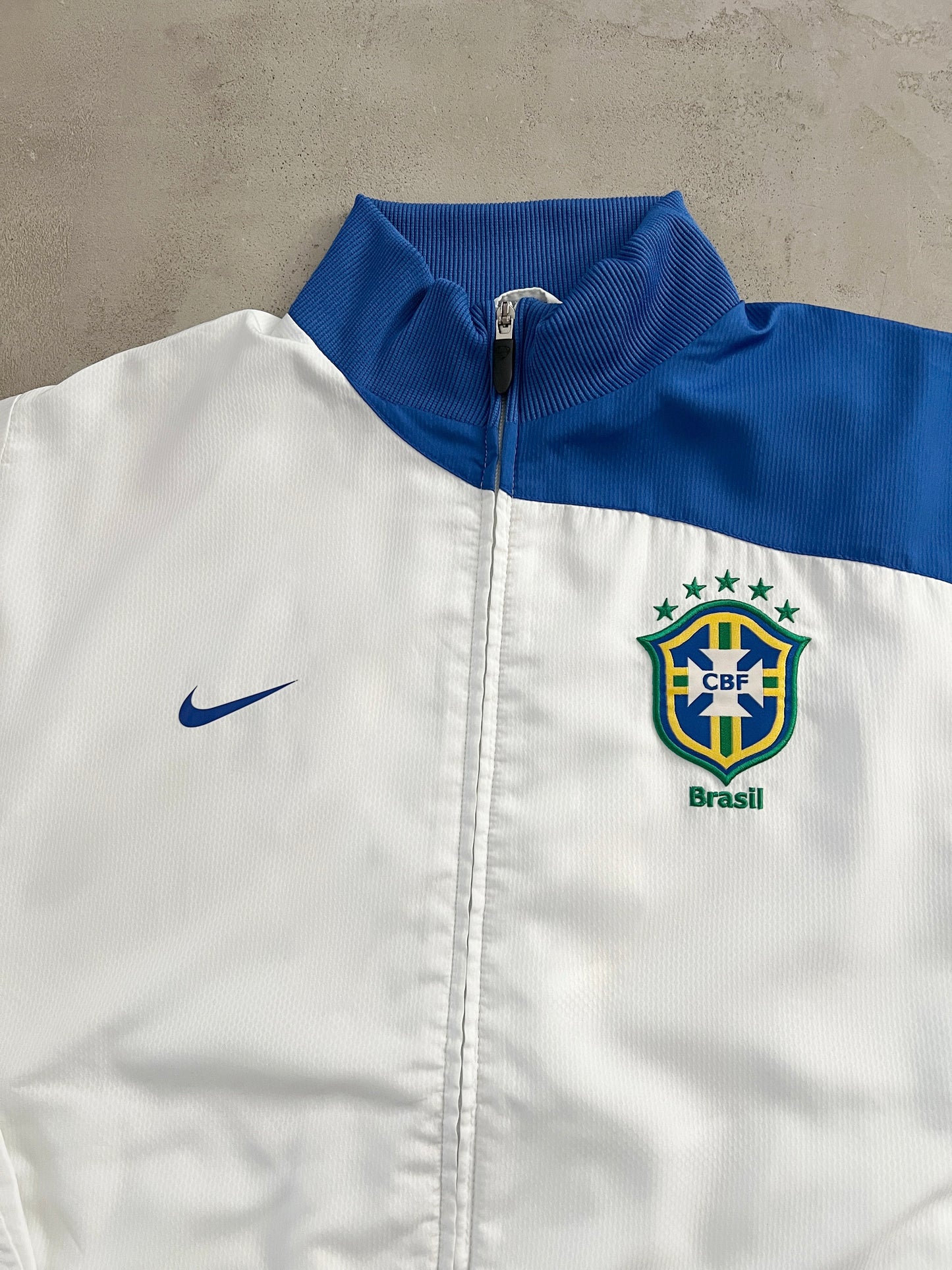 WHITE/BLUE BRAZIL NIKE TRACKSUIT - 2000S - M