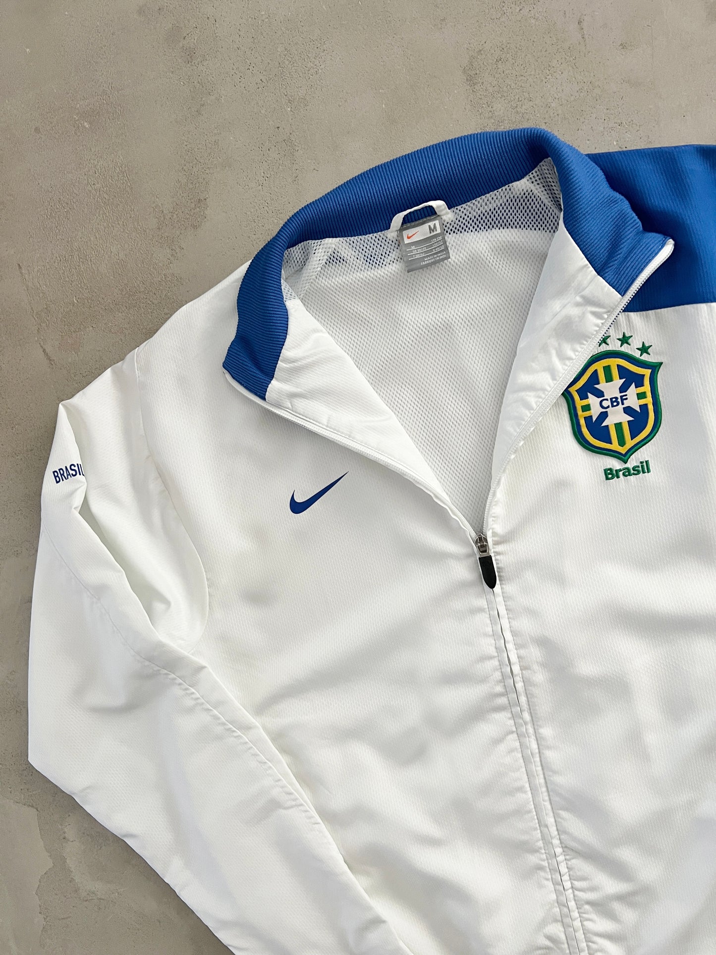 WHITE/BLUE BRAZIL NIKE TRACKSUIT - 2000S - M
