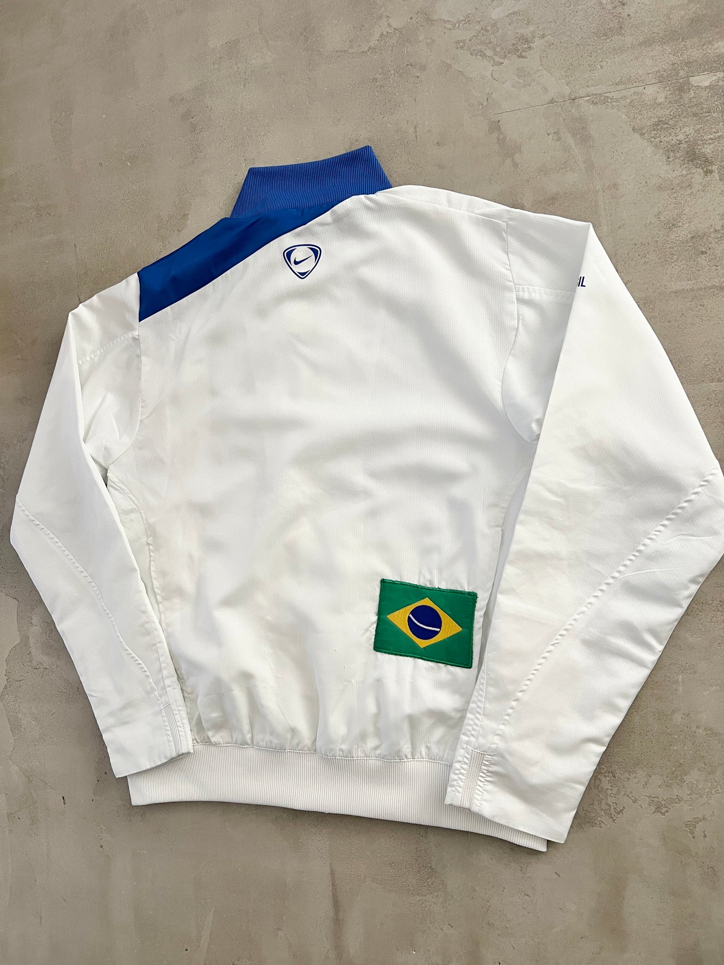 WHITE/BLUE BRAZIL NIKE TRACKSUIT - 2000S - M