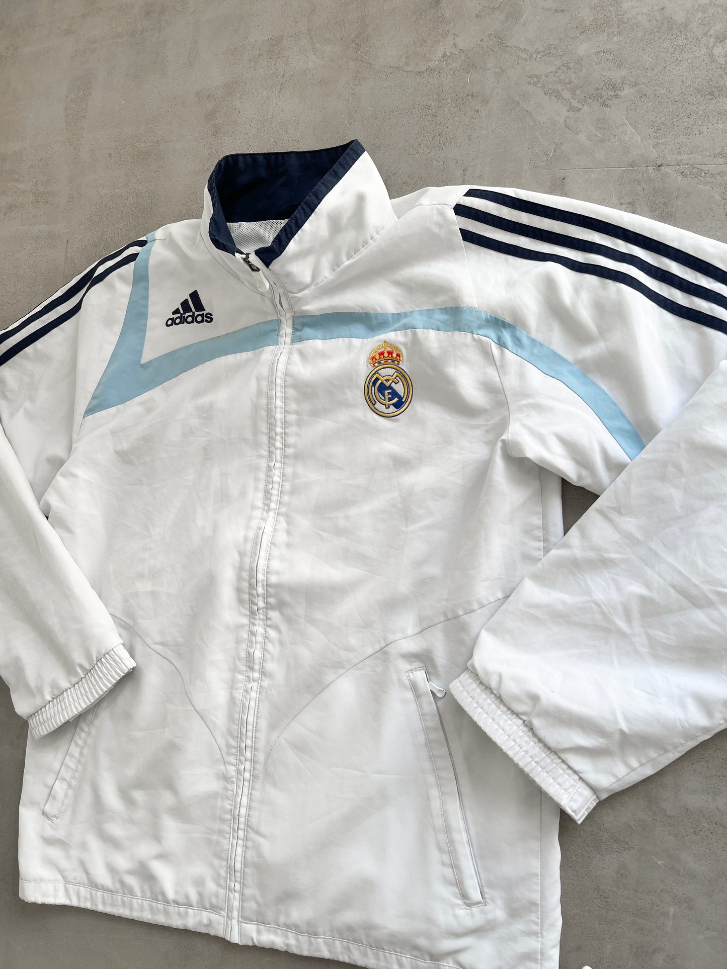 WHITE/BABY BLUE REAL MADRID TRACK JACKET - 2000S - M/L