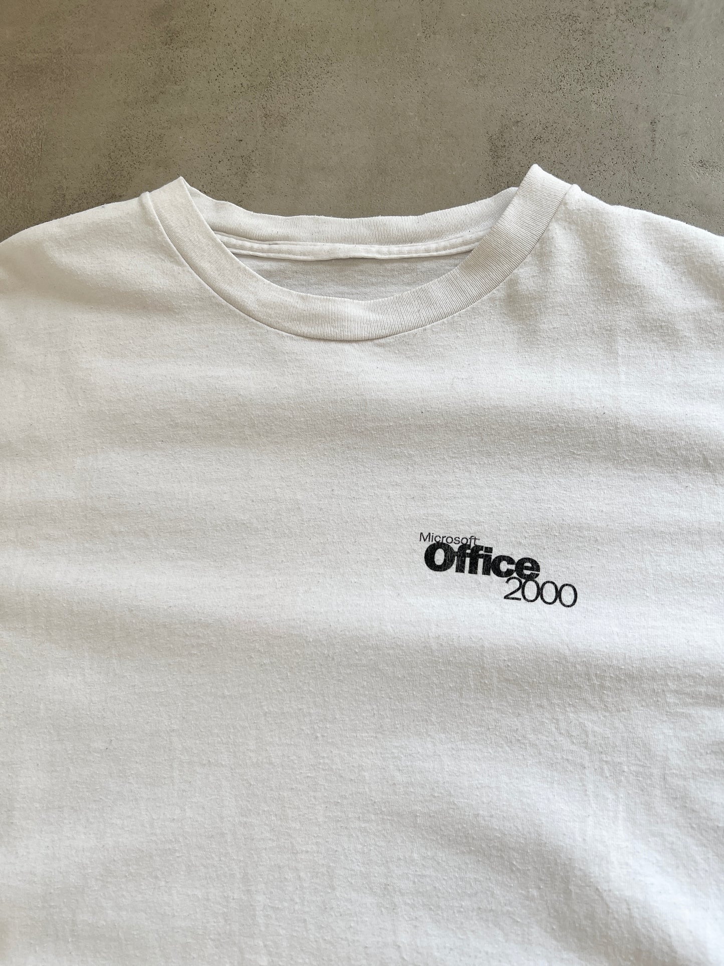 WHITE MICROSOFT OFFICE PROMO TEE - 2000S - L