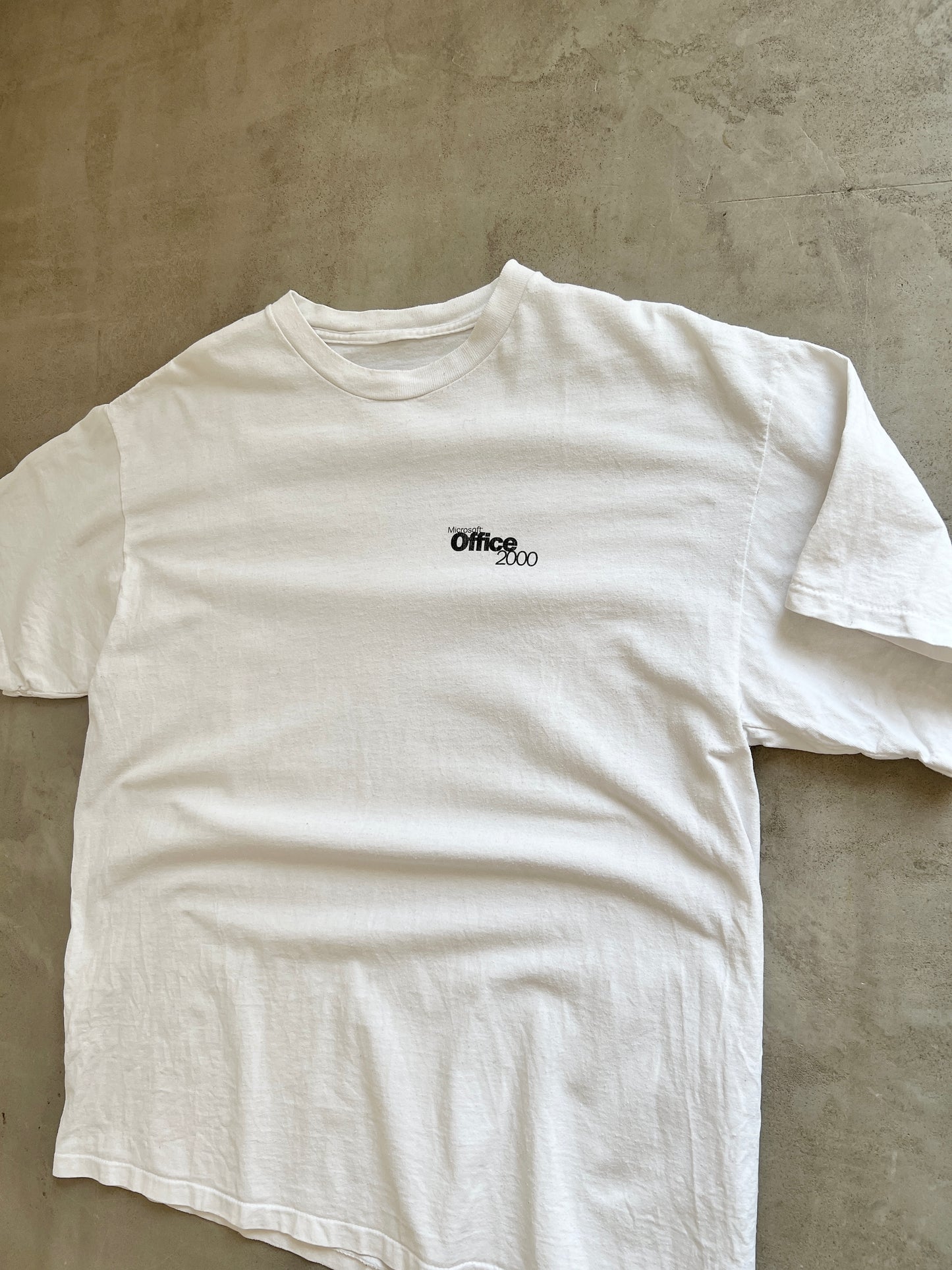 WHITE MICROSOFT OFFICE PROMO TEE - 2000S - L