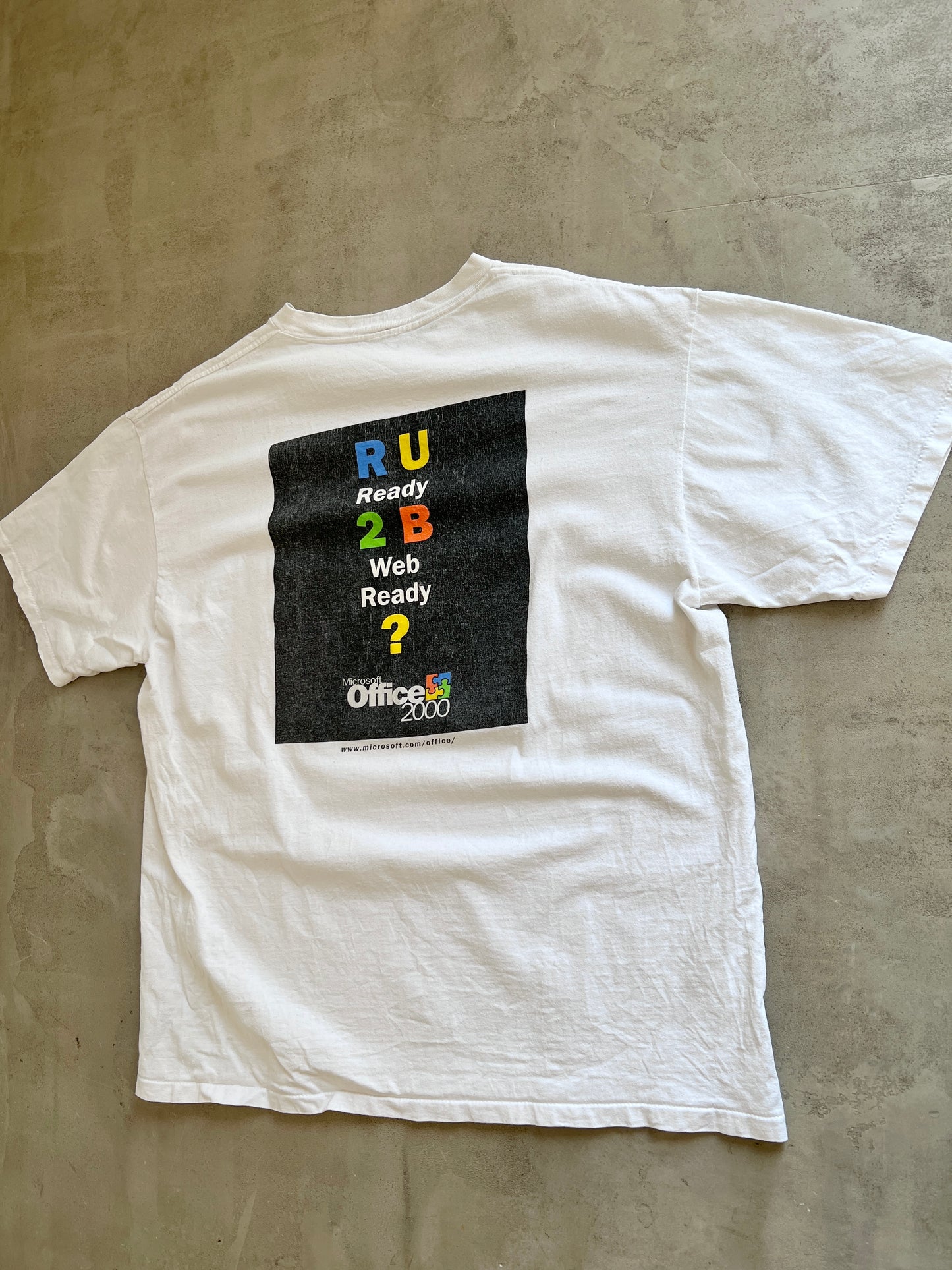 WHITE MICROSOFT OFFICE PROMO TEE - 2000S - L