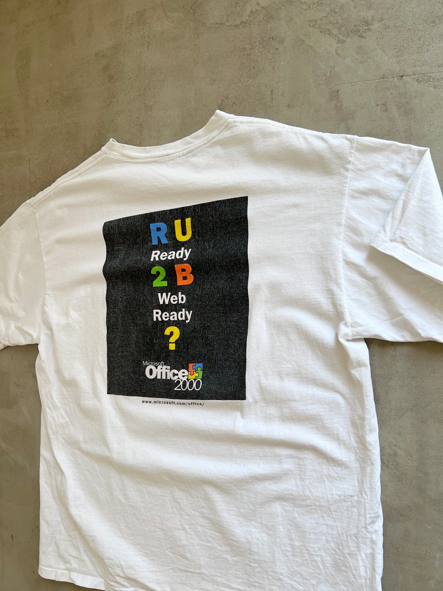 WHITE MICROSOFT OFFICE PROMO TEE - 2000S - L