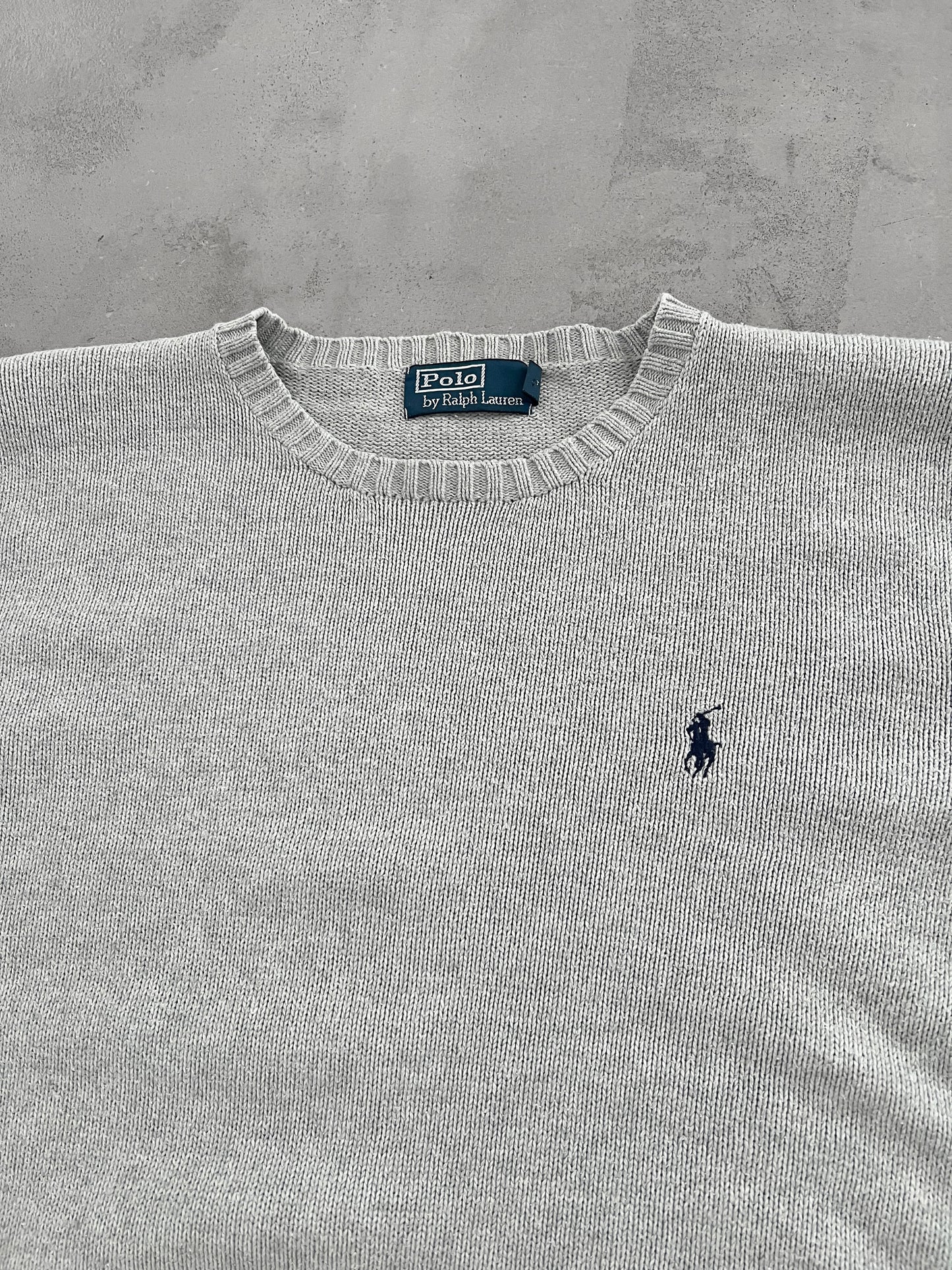 GREY RALPH LAUREN KNIT SWEATER - 2000S - S