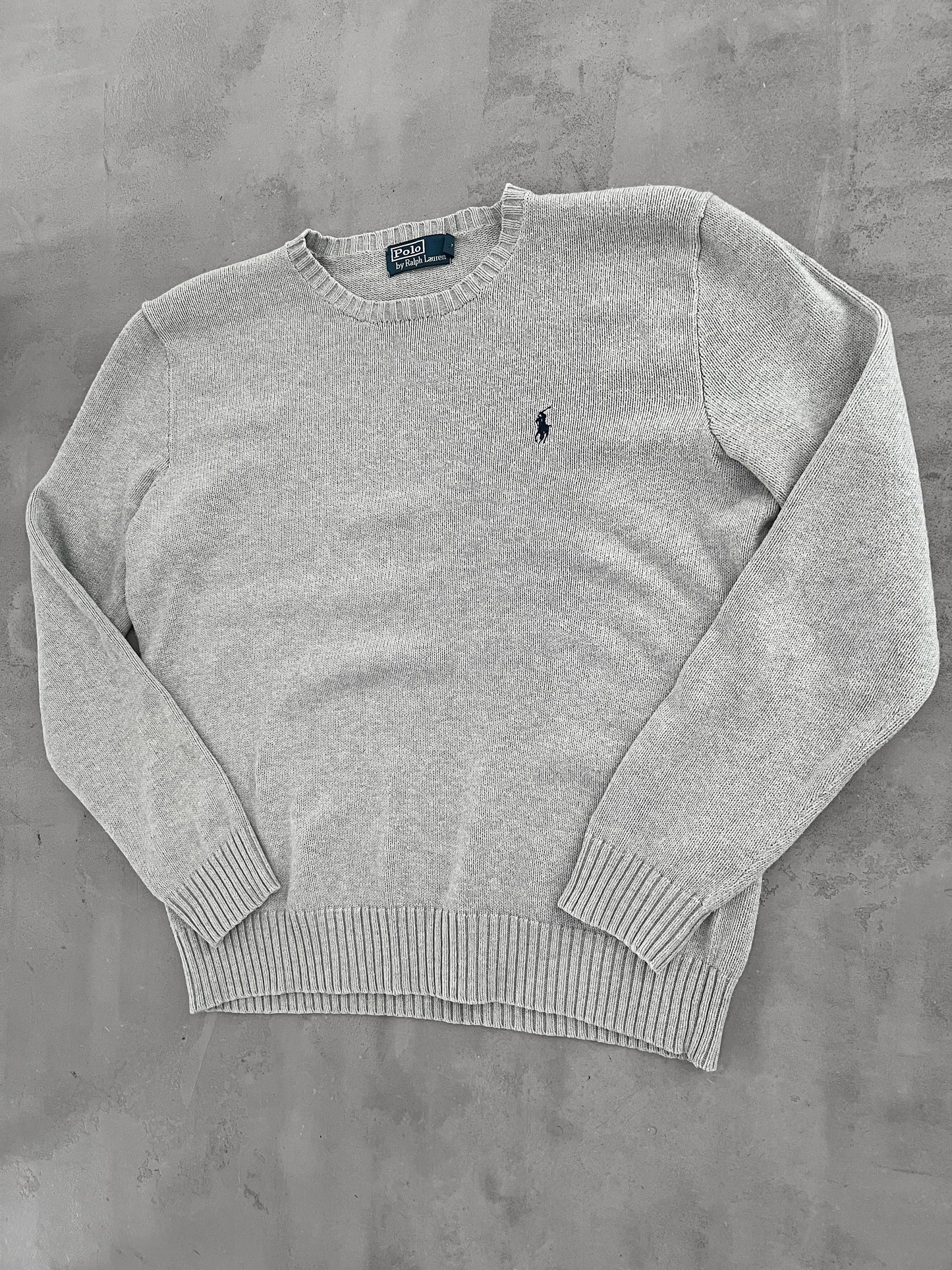 GREY RALPH LAUREN KNIT SWEATER - 2000S - S