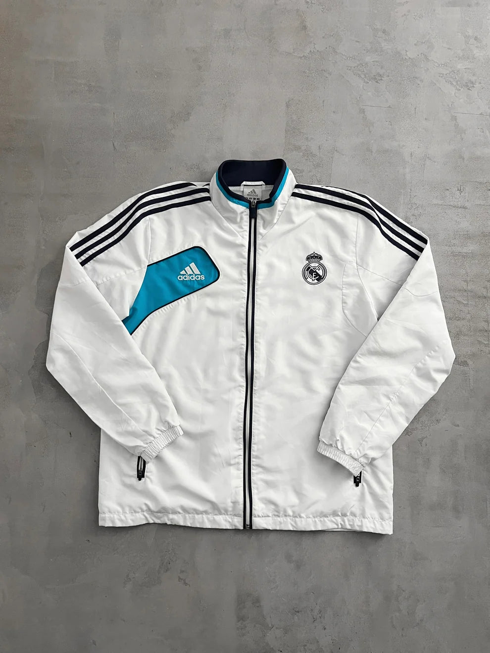 WHITE REAL MADRID TRACK JACKET - 2000S - M