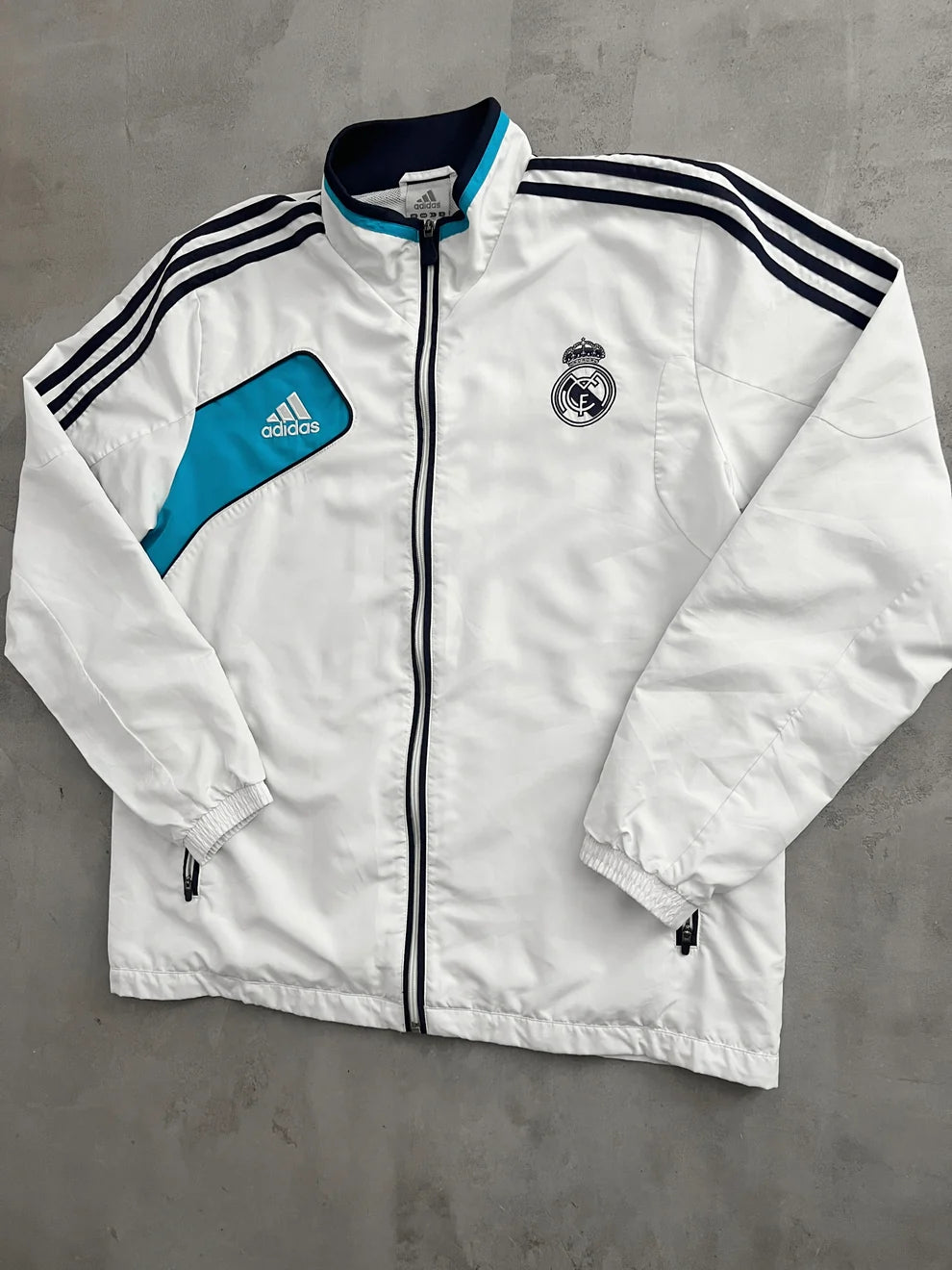 WHITE REAL MADRID TRACK JACKET - 2000S - M