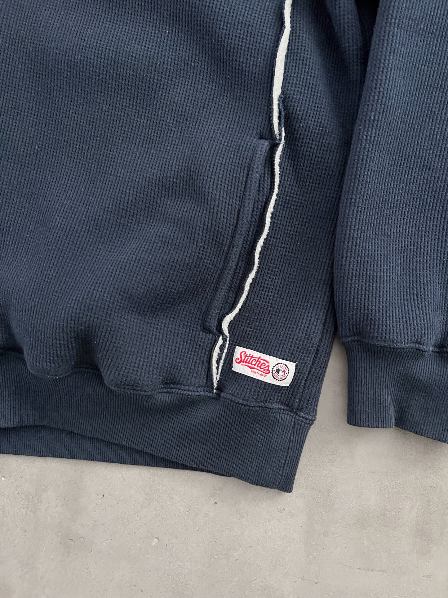 NAVY YANKEES ZIP UP HOODIE - 1990S - XL