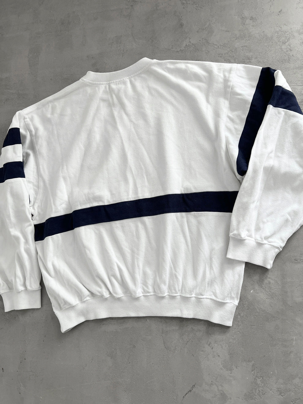 WHITE LACOSTE SAILING SWEATER - 1990S - S