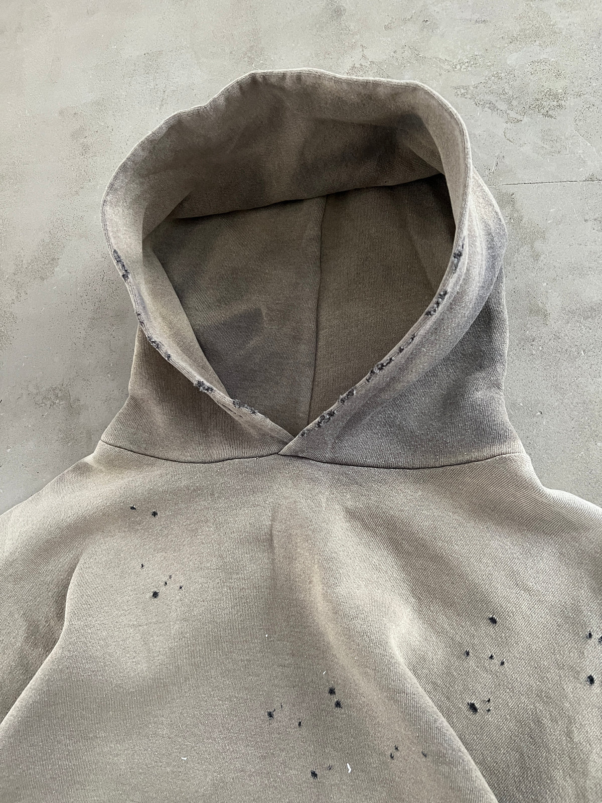 FADED BEIGE/GREY RUSSELL HOODIE - 1990S - XL