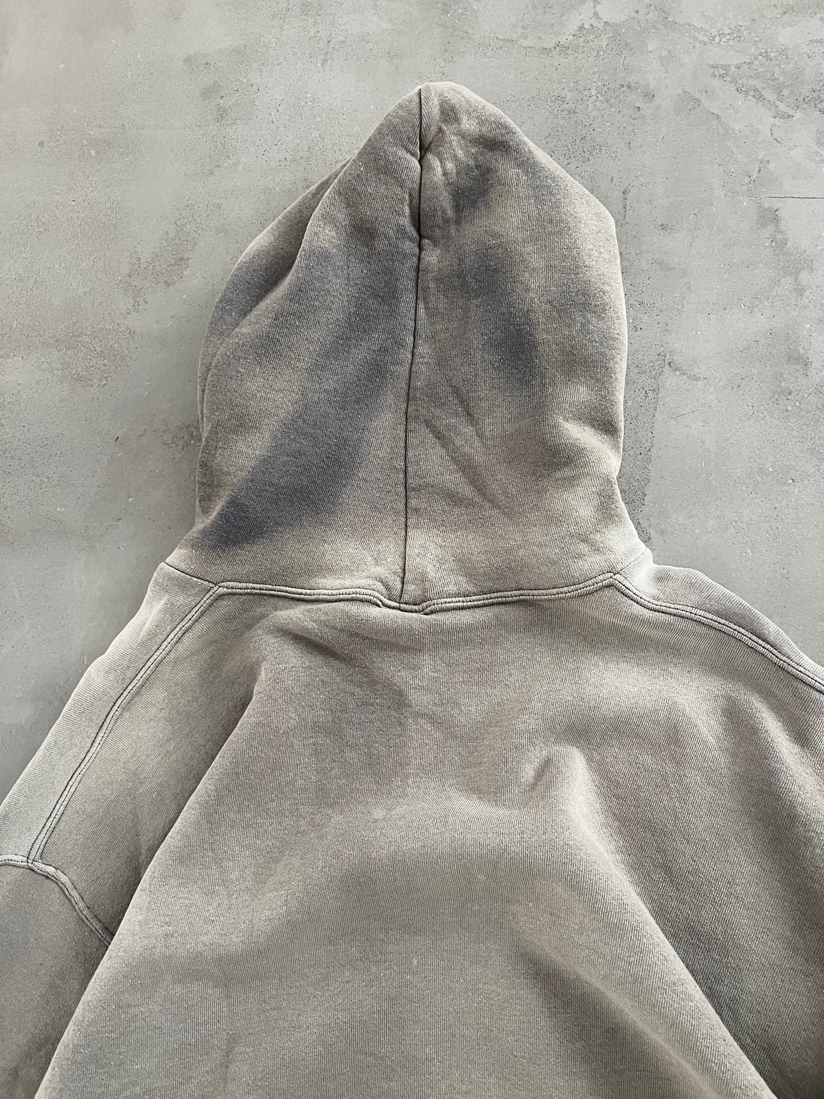 FADED BEIGE/GREY RUSSELL HOODIE - 1990S - XL