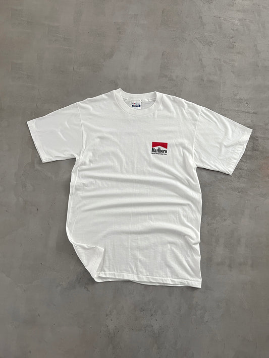 WHITE MARLBORO RACING TEE - 1990S - L