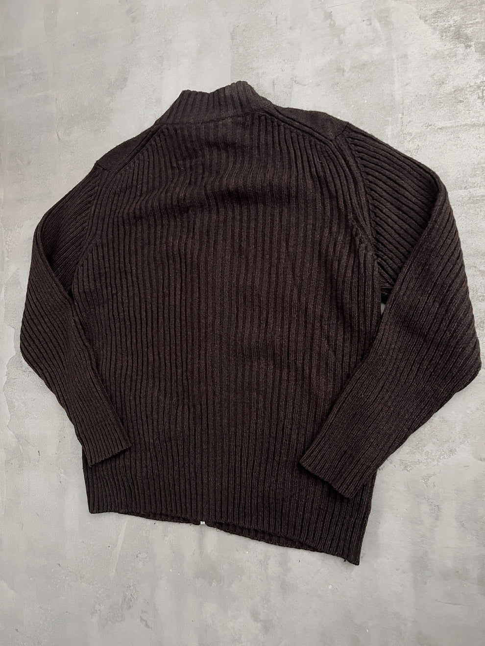 MOCHA LACOSTE KNIT JACKET - 2000S - L