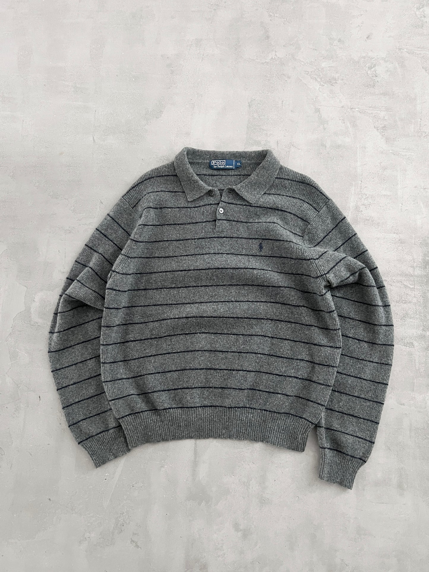 GREY RALPH LAUREN KNIT SWEATER - 2000S - M