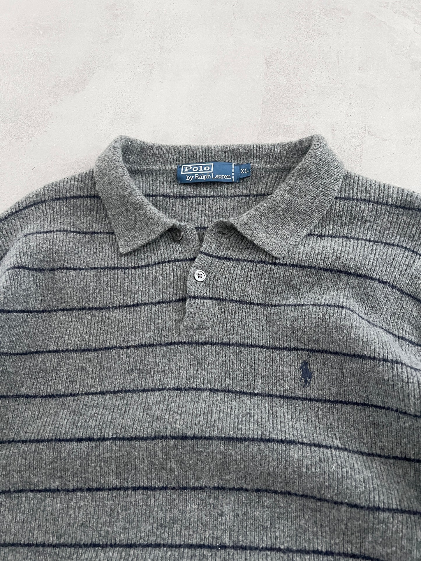 GREY RALPH LAUREN KNIT SWEATER - 2000S - M
