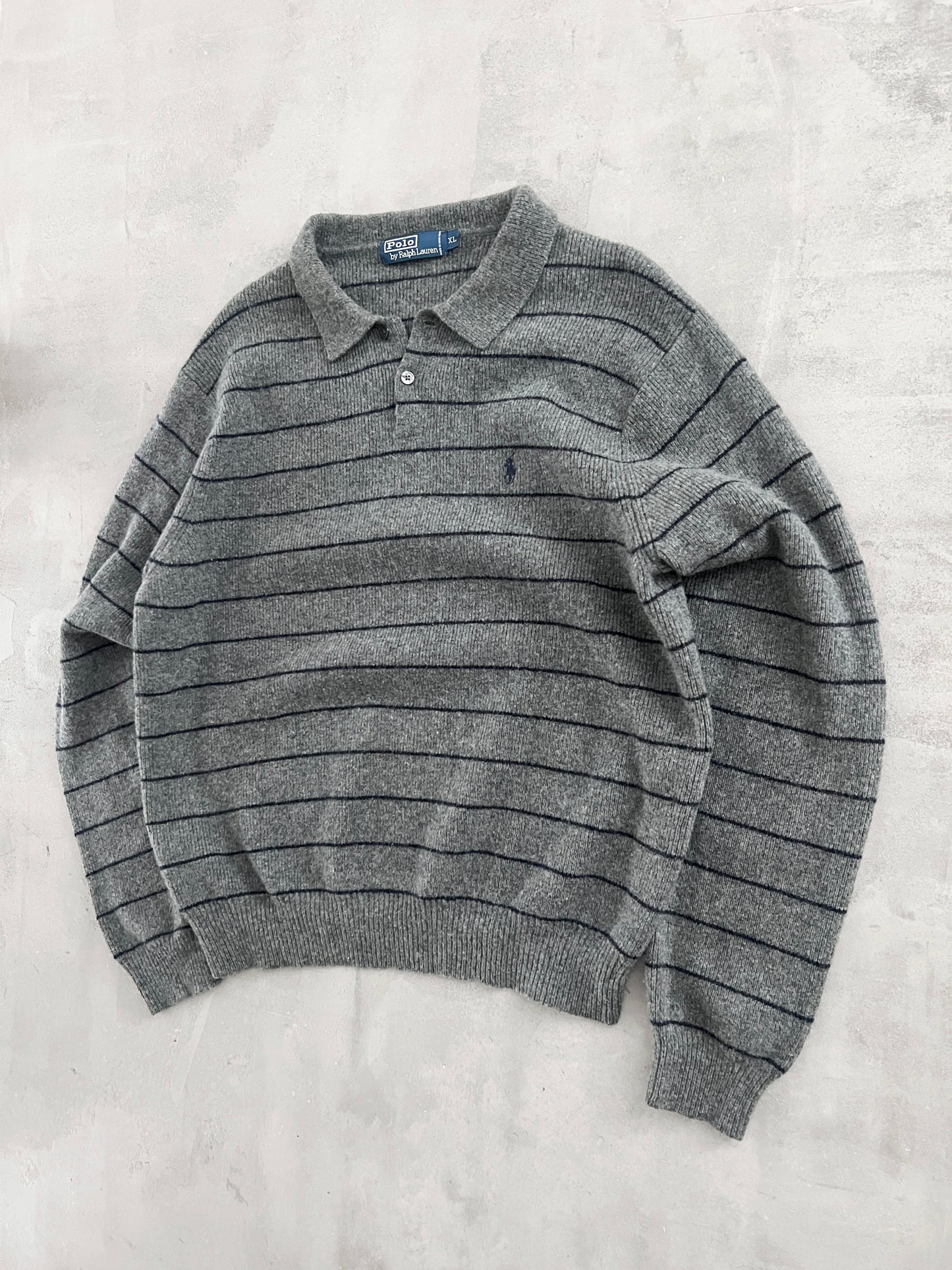 GREY RALPH LAUREN KNIT SWEATER - 2000S - M