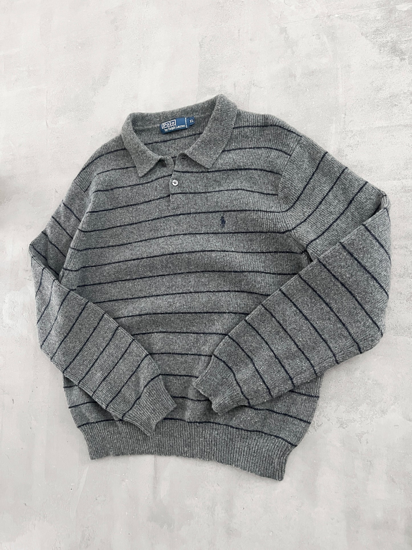 GREY RALPH LAUREN KNIT SWEATER - 2000S - M