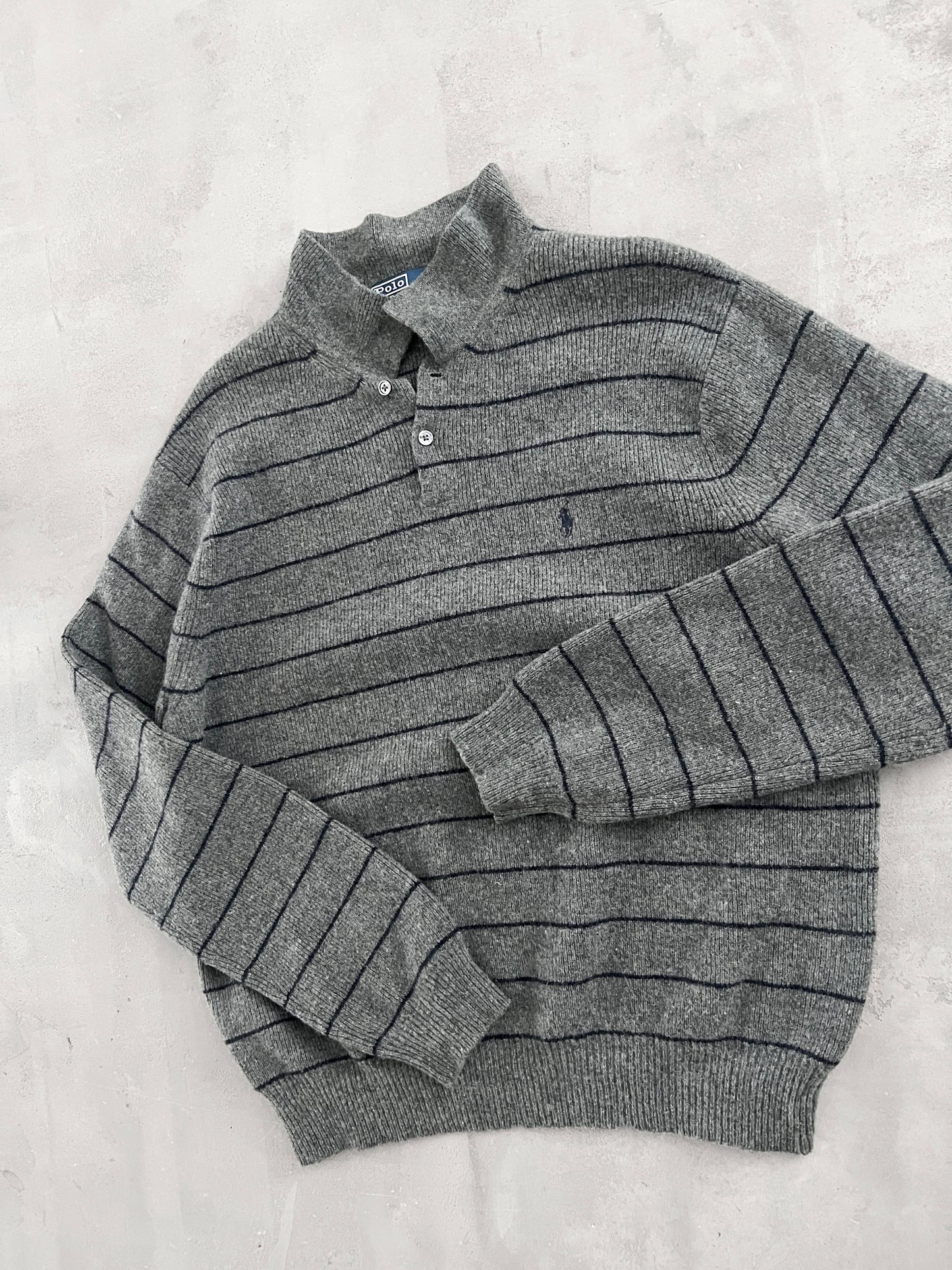 GREY RALPH LAUREN KNIT SWEATER - 2000S - M