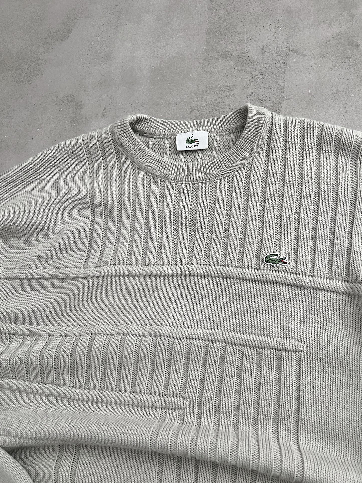 BEIGE LACOSTE KNIT SWEATER - 2000S - M