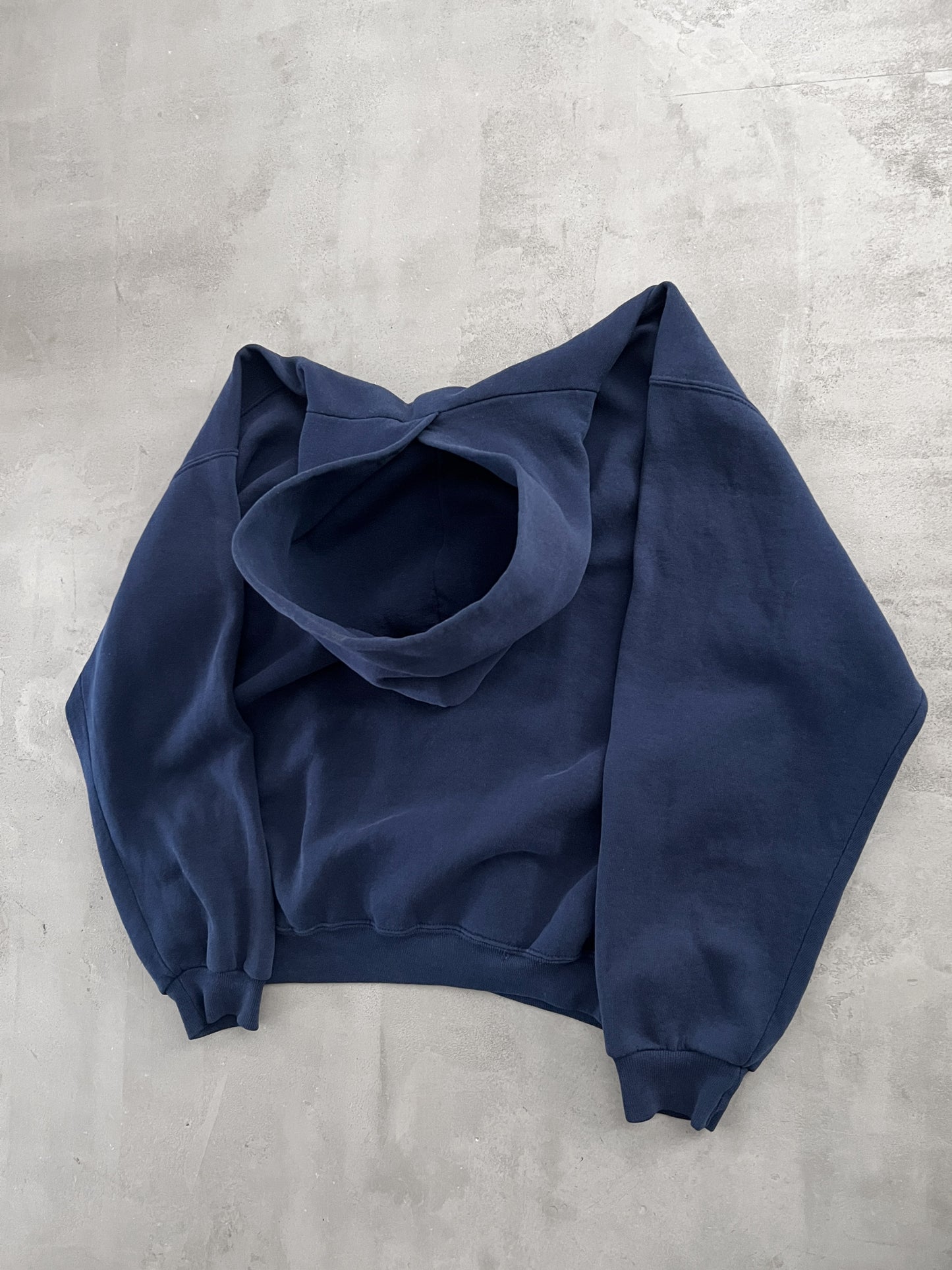 NAVY RUSSELL UNIVERSITY HOODIE - 1990S - L/M