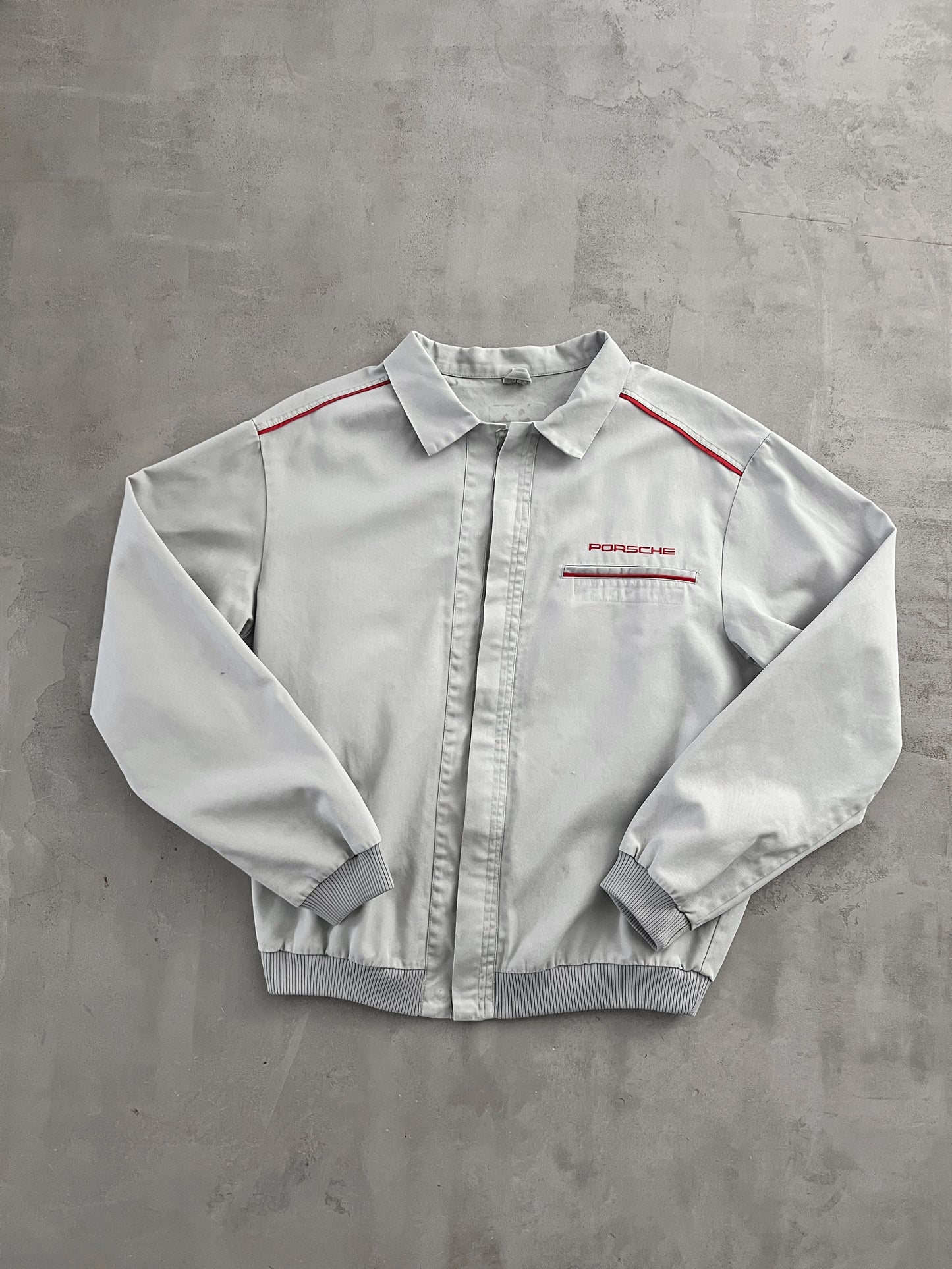 GREY PORSCHE JACKET - 1990S - M