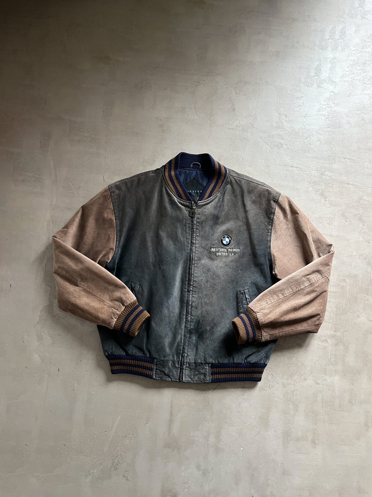 GREY/MOCHA BMW LA JACKET - 1990S - L/M