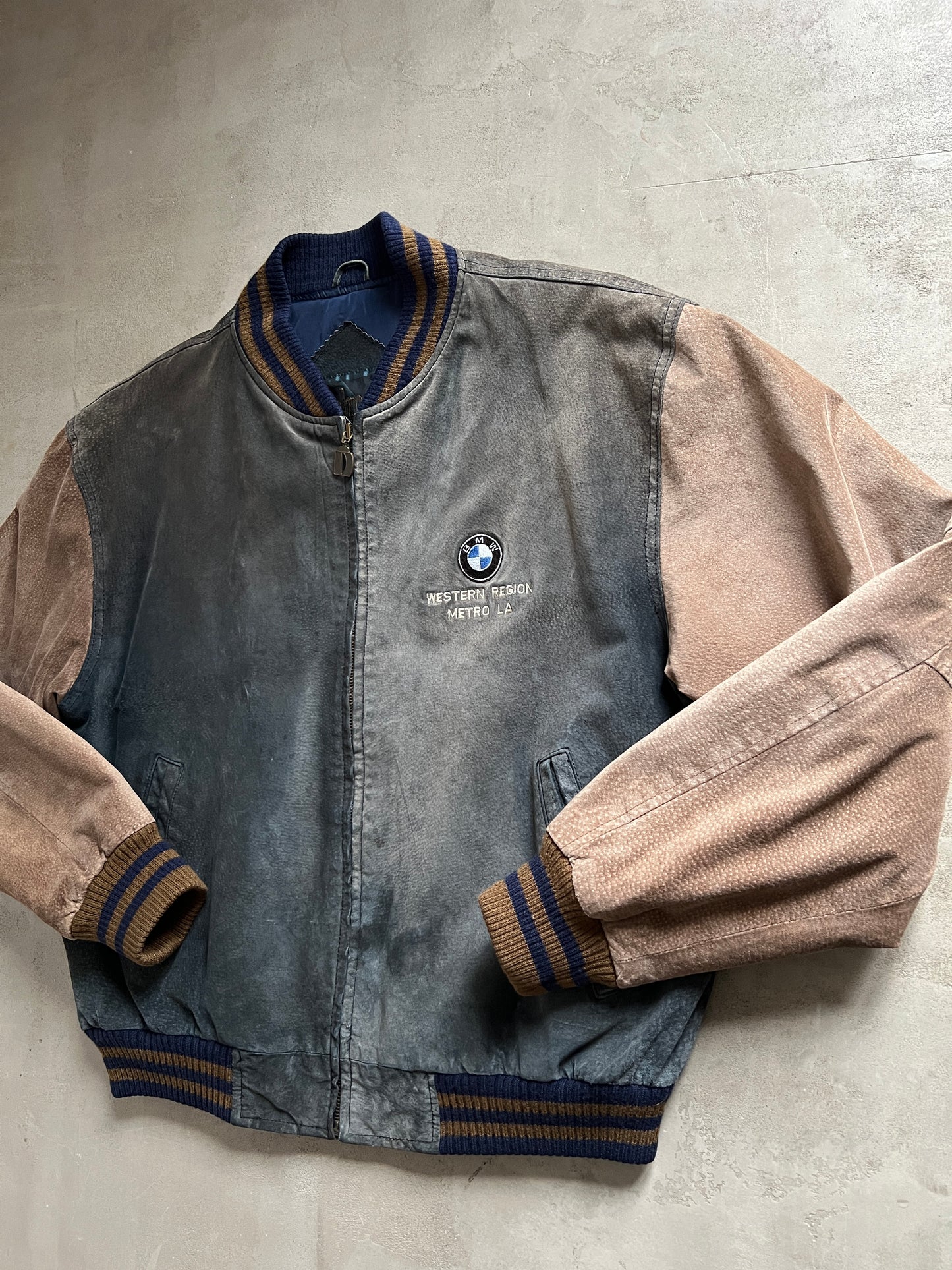 GREY/MOCHA BMW LA JACKET - 1990S - L/M
