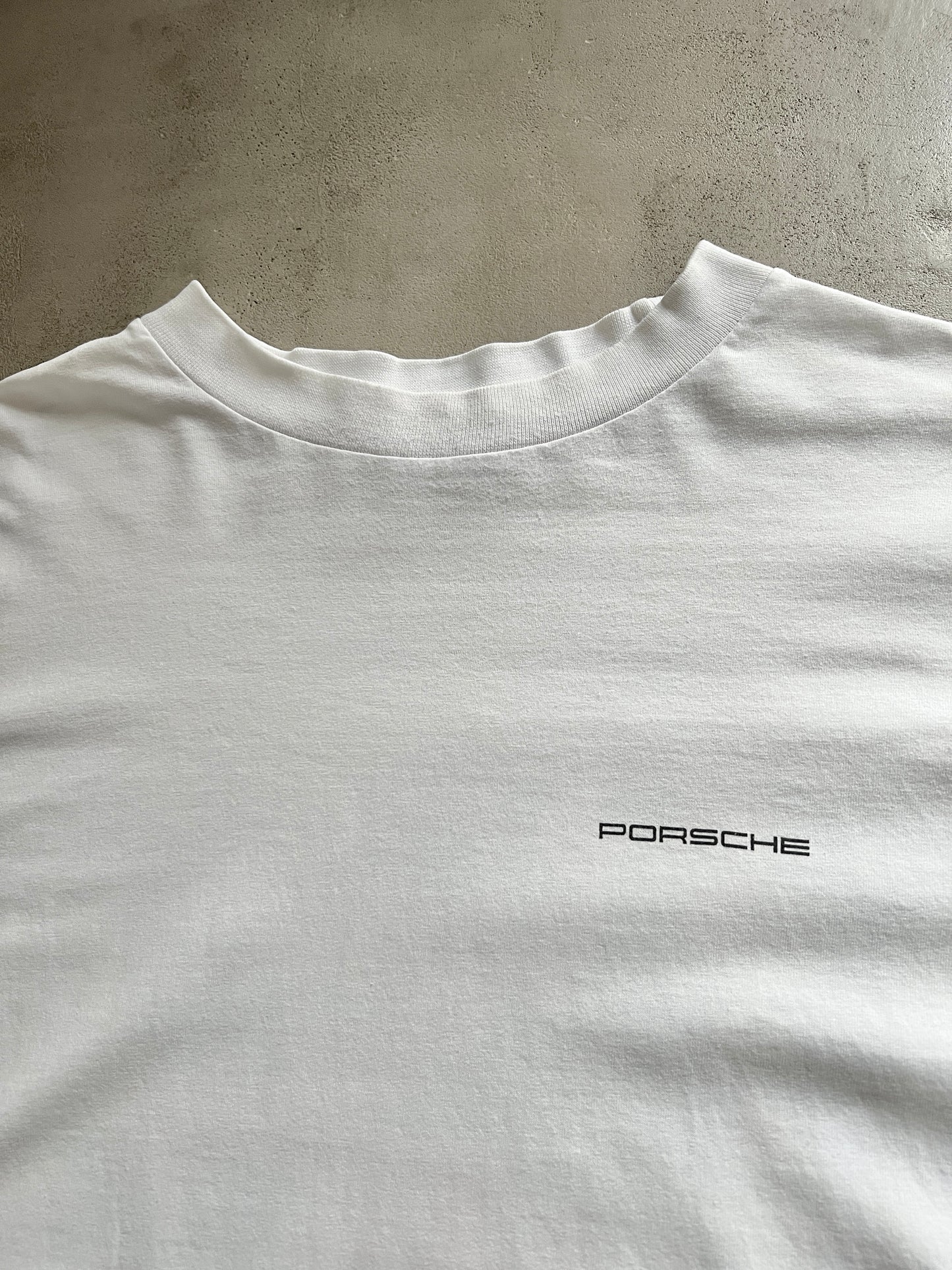WHITE PORSCHE TEE - 1990S - L