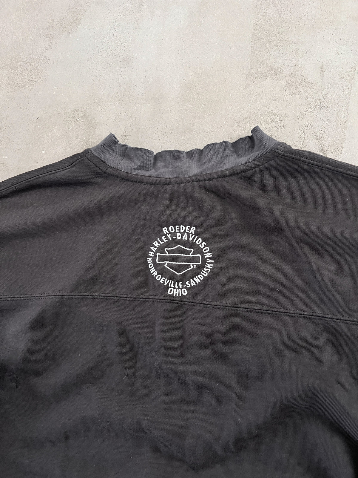 FADED BLACK HARLEY DAVIDSON SWEATER - 1990S - M