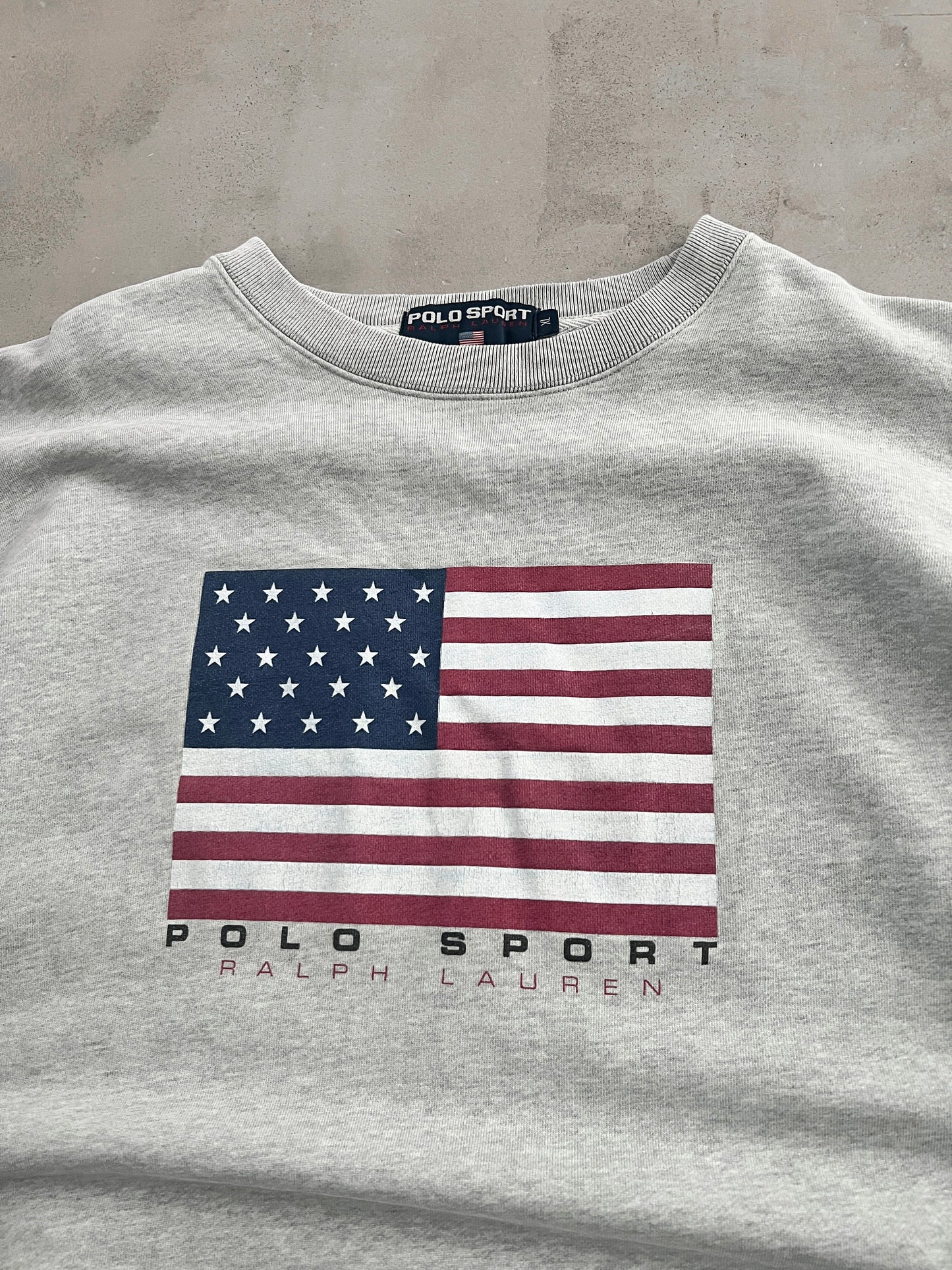 GREY RALPH LAUREN USA SWEATER - 1990S - XL