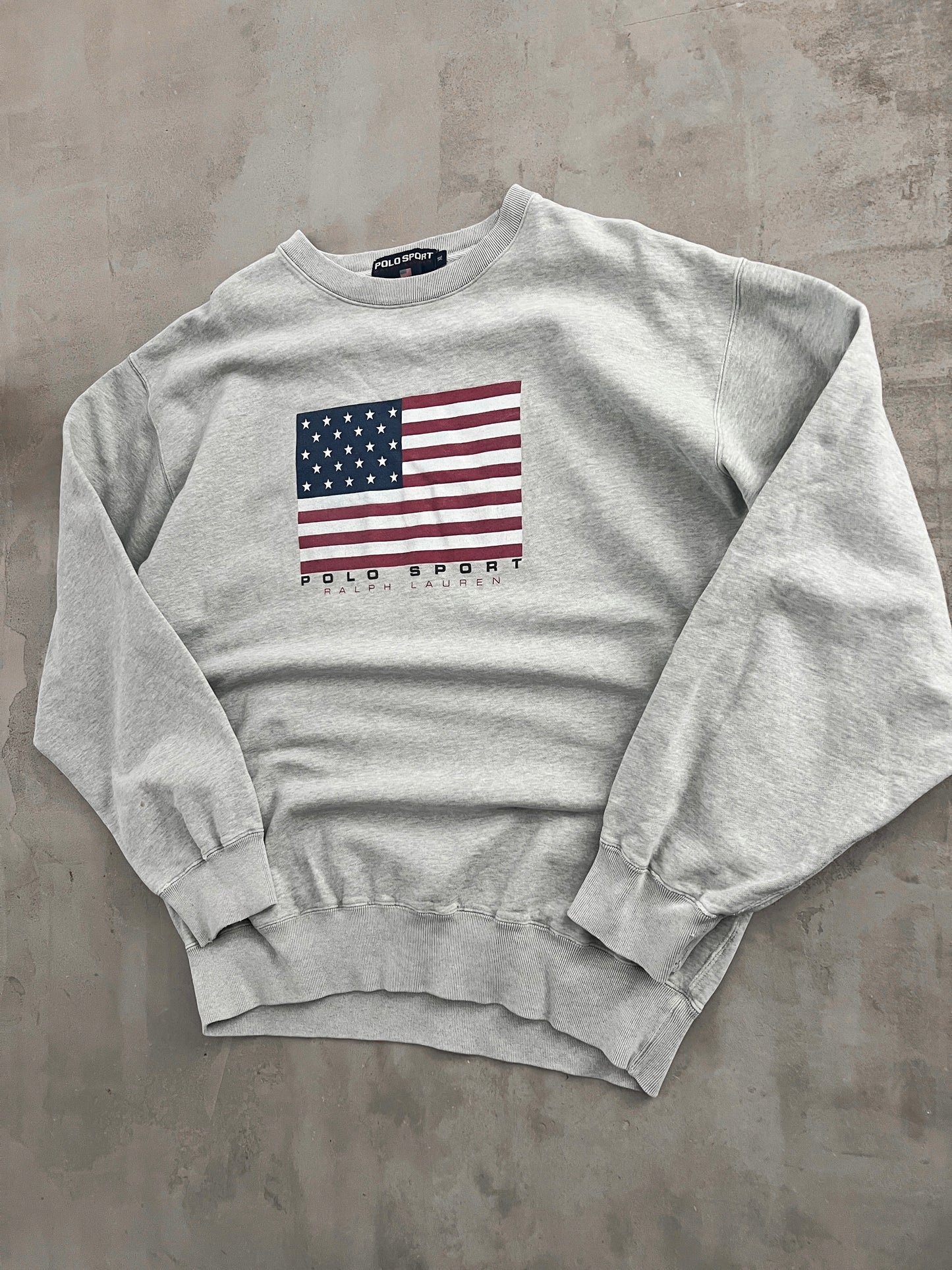 GREY RALPH LAUREN USA SWEATER - 1990S - XL