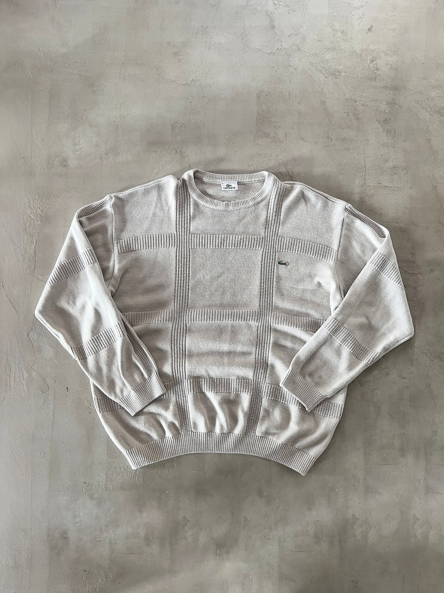 BEIGE LACOSTE KNIT SWEATER - 2000S - L