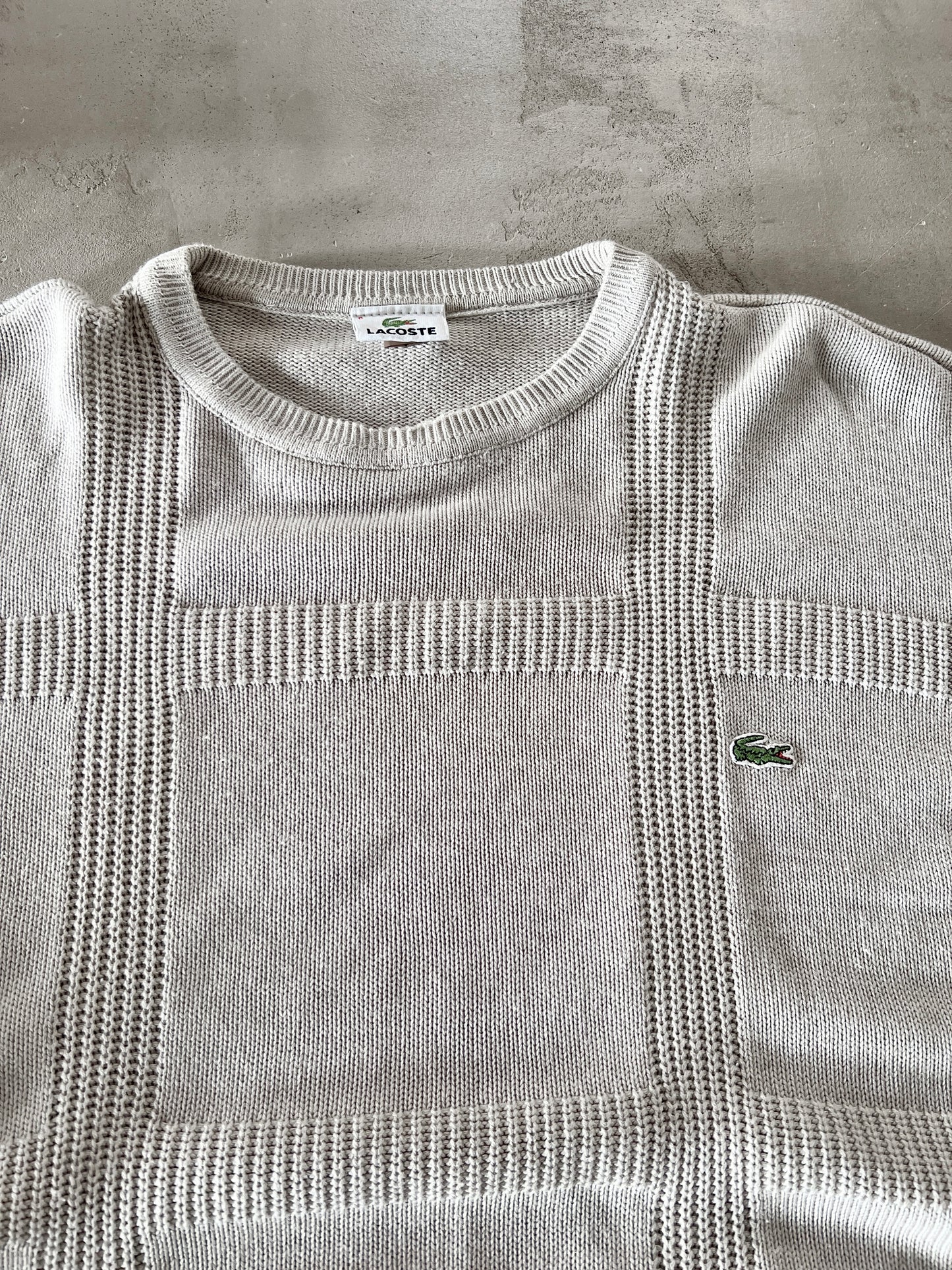 BEIGE LACOSTE KNIT SWEATER - 2000S - L