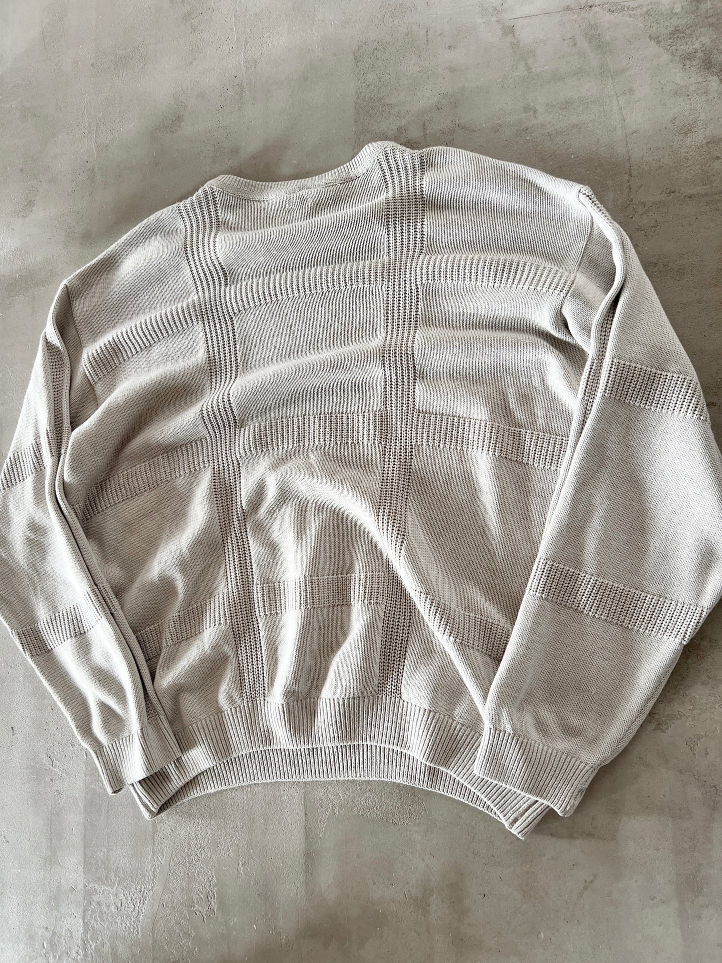 BEIGE LACOSTE KNIT SWEATER - 2000S - L