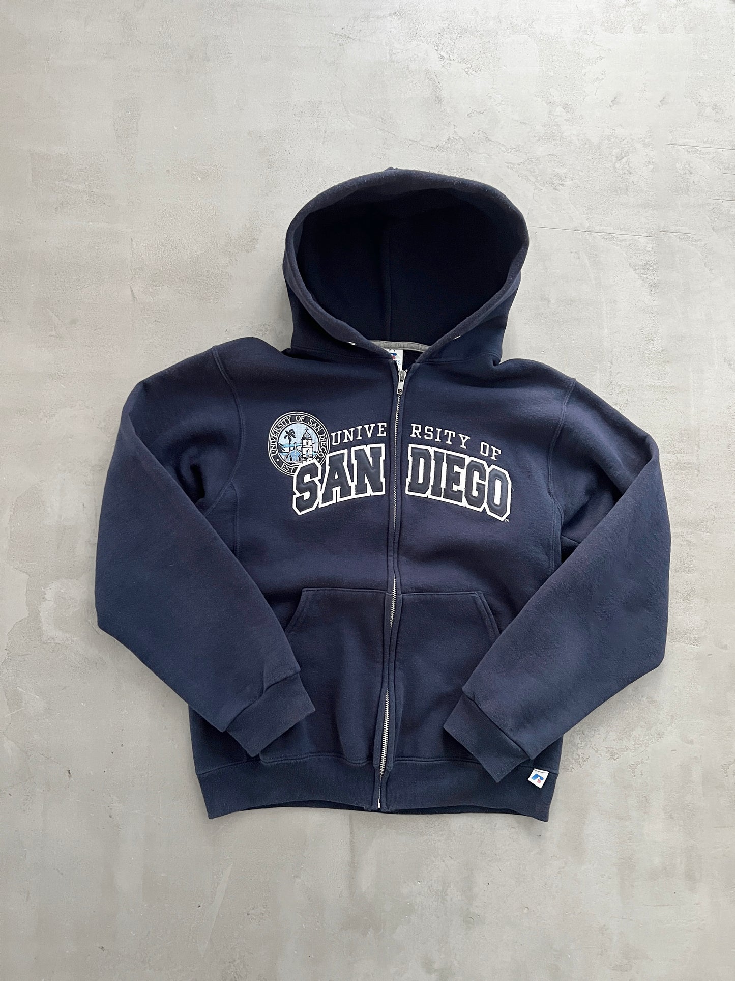 NAVY SAN DIEGO RUSSELL ZIP UP HOODIE - 2000S - S