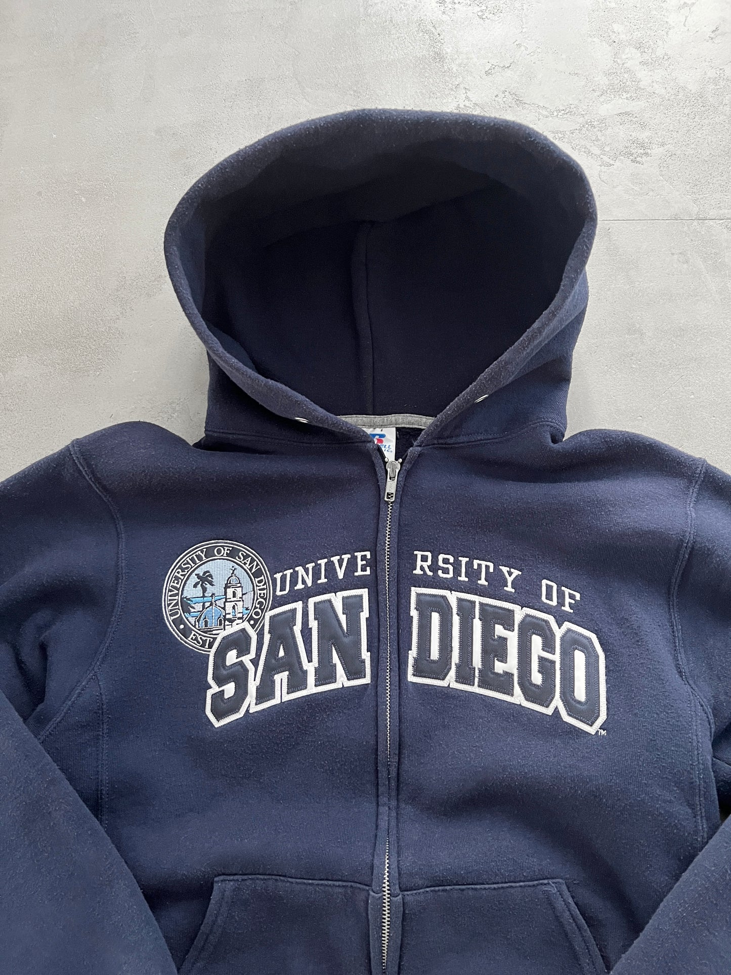 NAVY SAN DIEGO RUSSELL ZIP UP HOODIE - 2000S - S