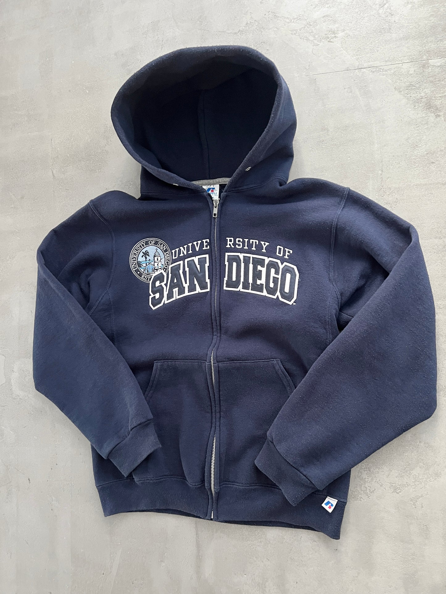 NAVY SAN DIEGO RUSSELL ZIP UP HOODIE - 2000S - S