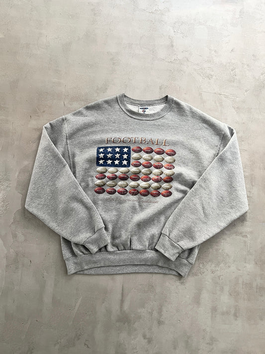 GREY FOOTBALL USA SWEATER - 1990S - L