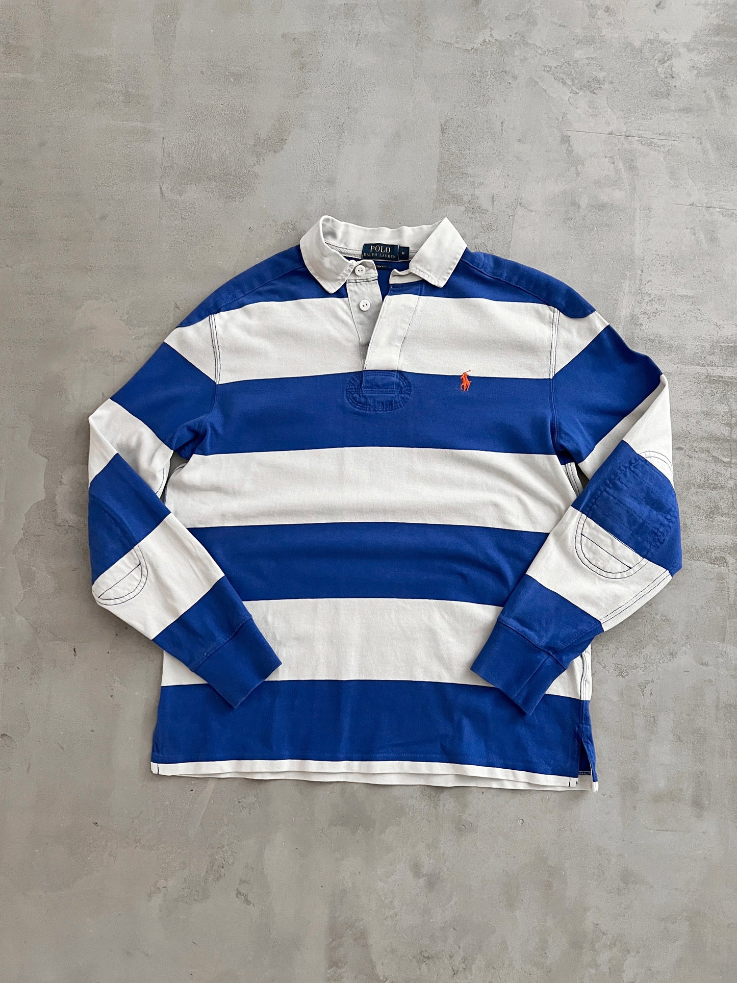 CREAM/BLUE POLO RALPH LAUREN LONGSLEEVE - 2000S - M