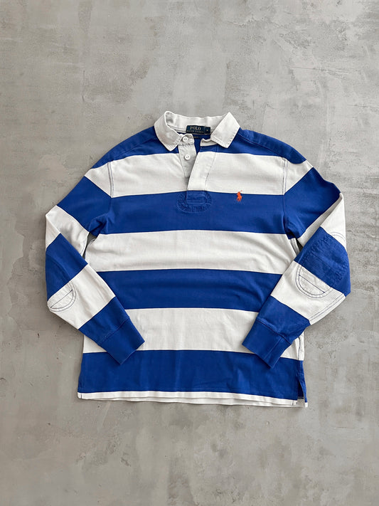 CREAM/BLUE POLO RALPH LAUREN LONGSLEEVE - 2000S - M